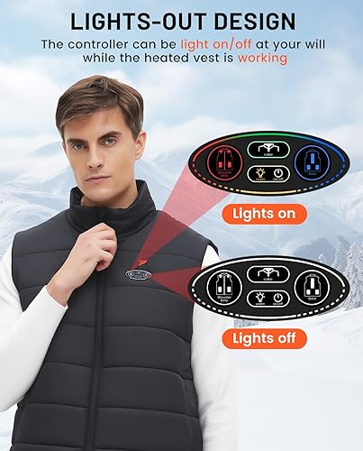 Miniatura 5 de Flyhare Chaleco térmico para hombre con batería incluida, chaleco térmico eléctrico para hombre, chaqueta térmica ligera