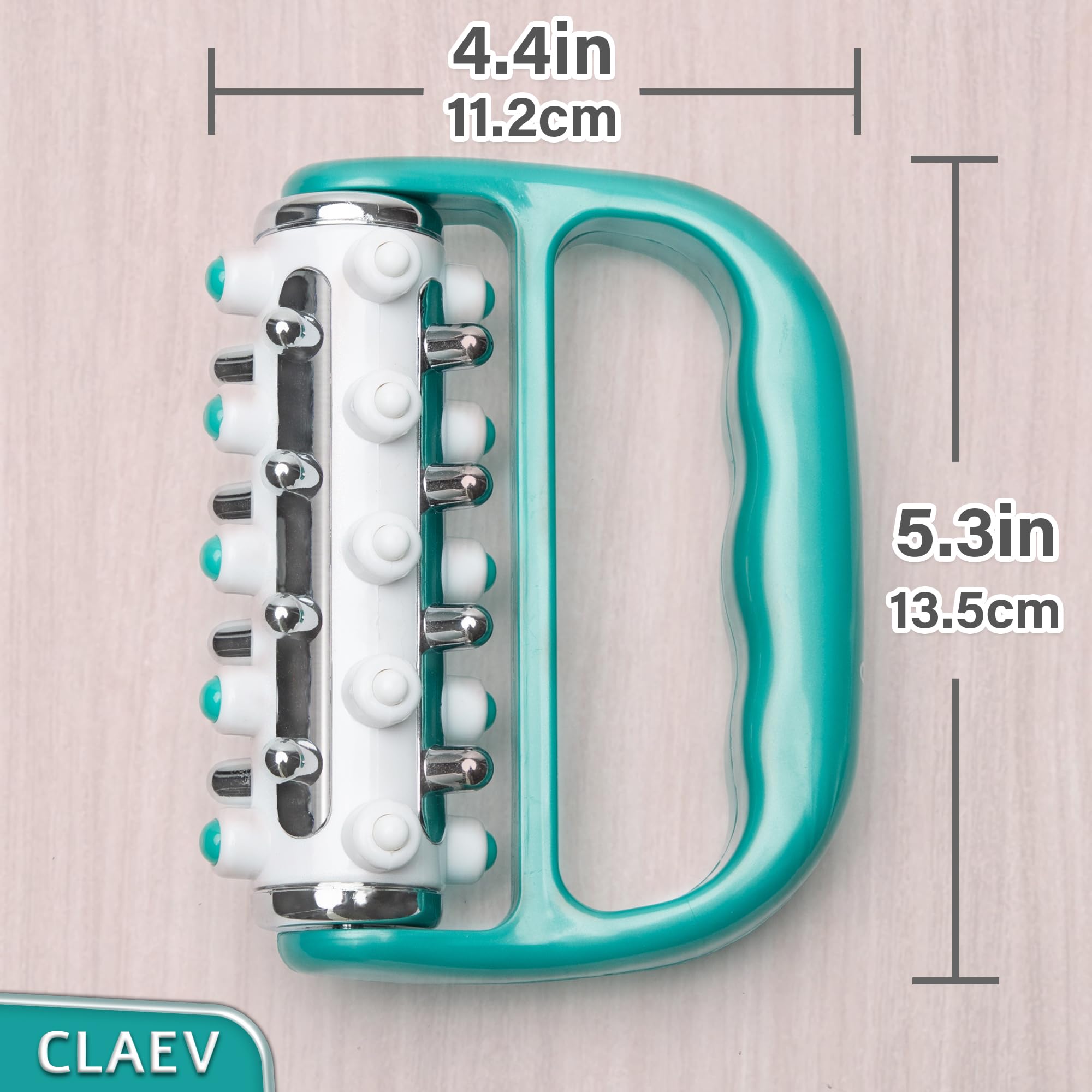 Claev Lymphatic Drainage Massager - Premium Deep Tissue Muscle Massage Roller for Detox, Circulation + Relaxation - Handheld Body Tool - Green