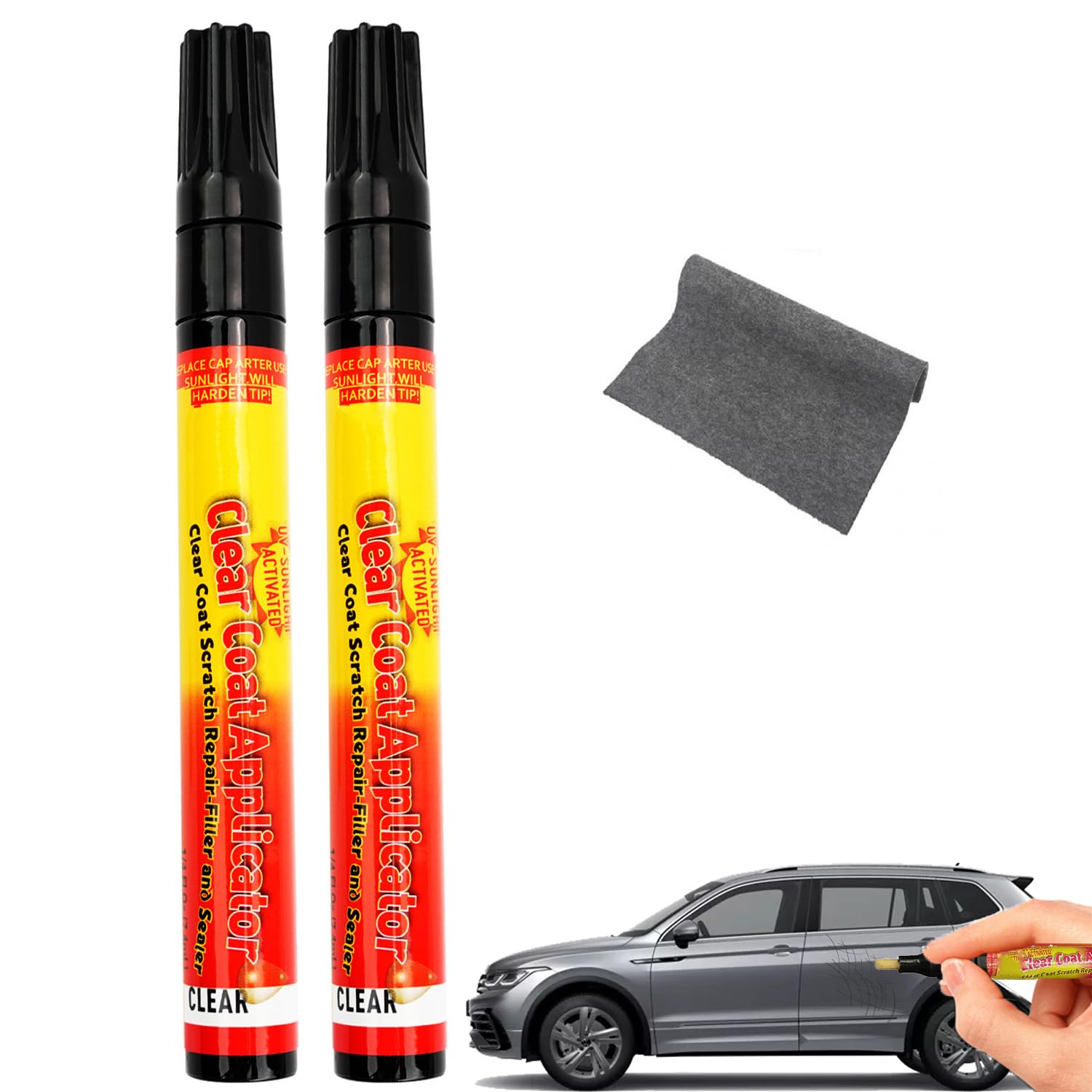 Lot de 2 stylos magiques pour voitures - Anti-rayures - Imperméables - Faciles à utiliser - Réparent rapidement les rayures - Remplissage des rayures et scellage - Convient pour automobile