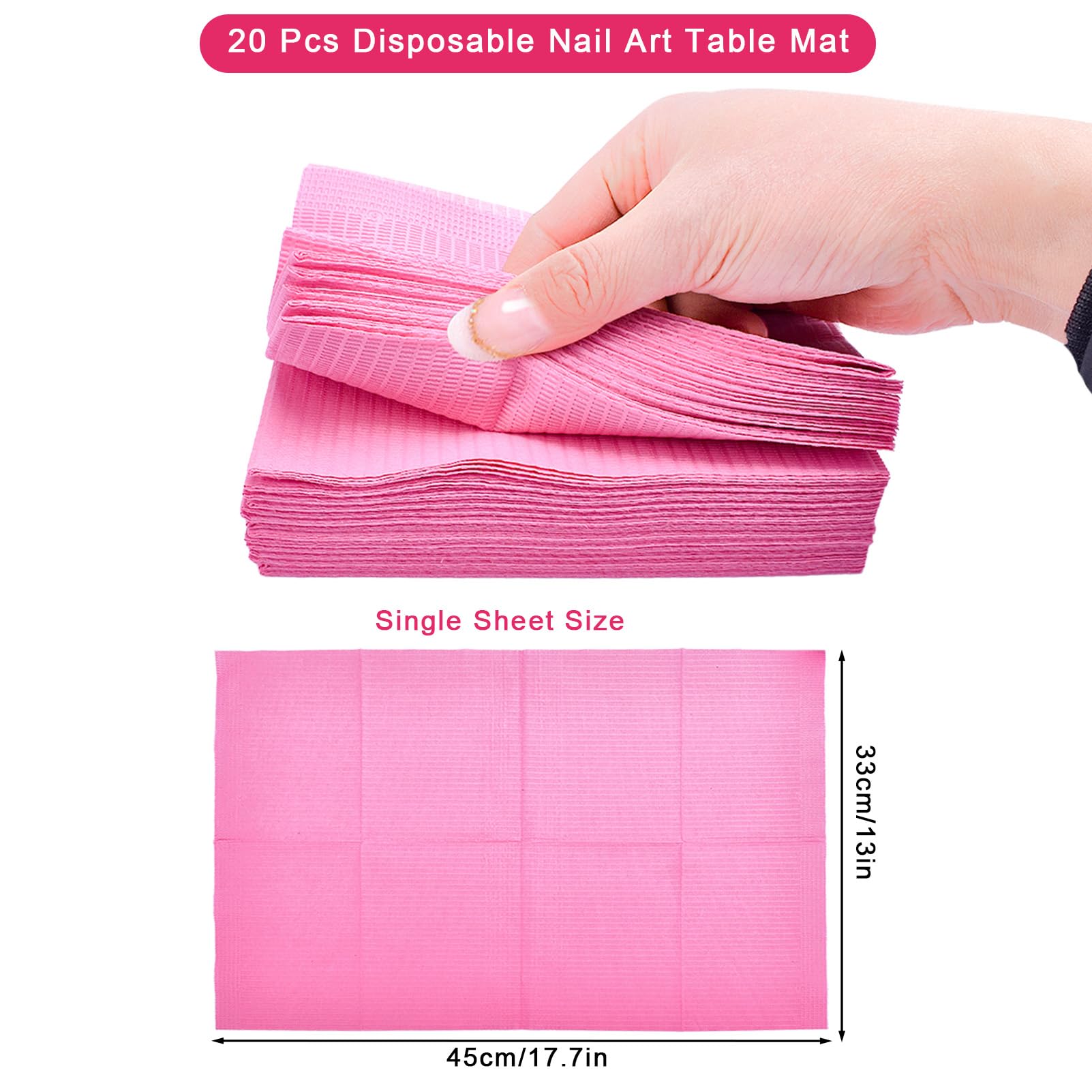 20 Serviettes Jetables Pour Table De Manucure - 3 Plis, Protège Plateau, Papier Absorbant