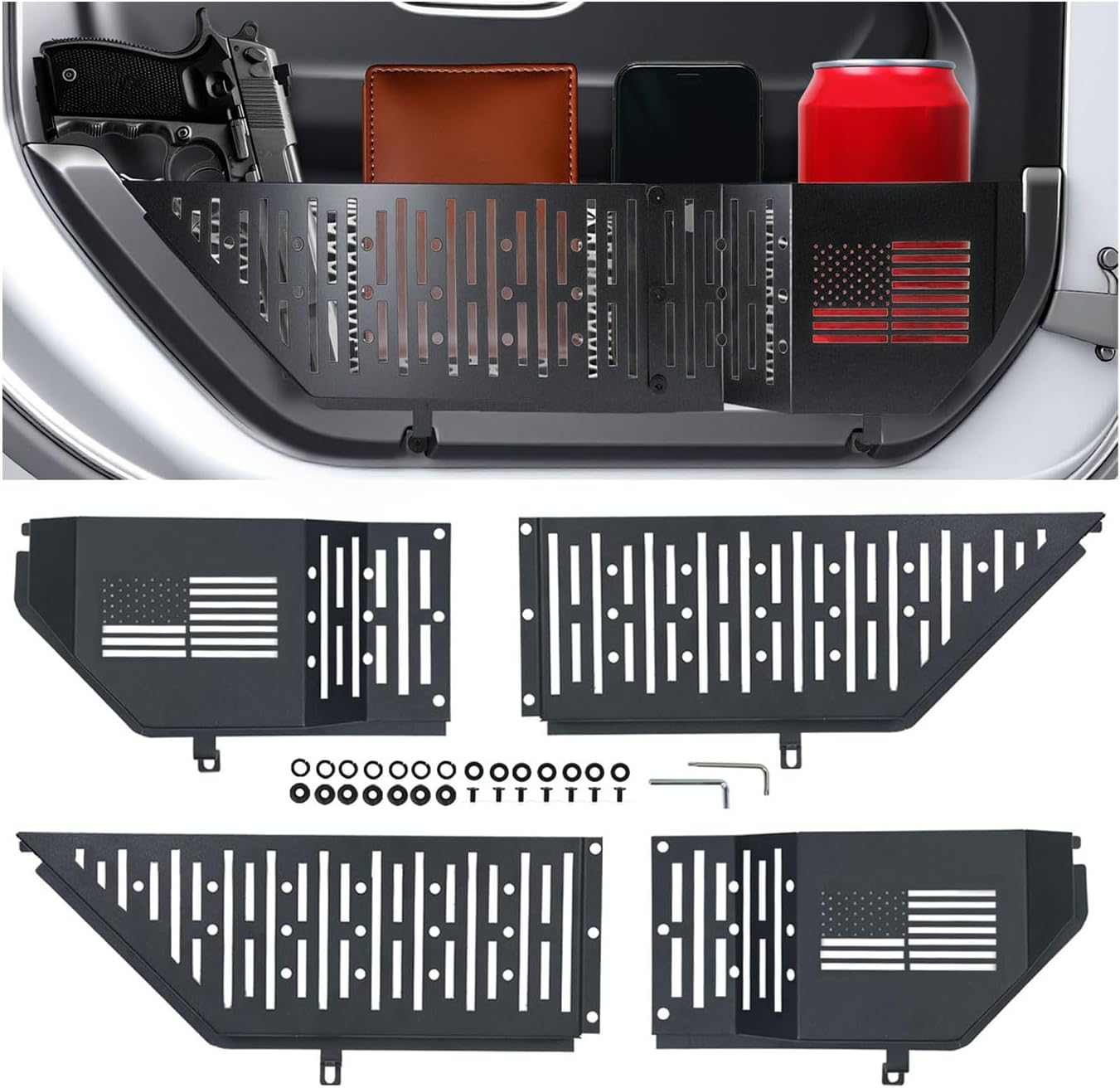 Upgraded for Jeep Wrangler accessories Metal Front Door Storage Pockets for 2018-2025 Jeep Wrangler JL JLU 4XE accessories for 2020-2025 Jeep Gladiator JT accessories Door Side Insert Organize Box