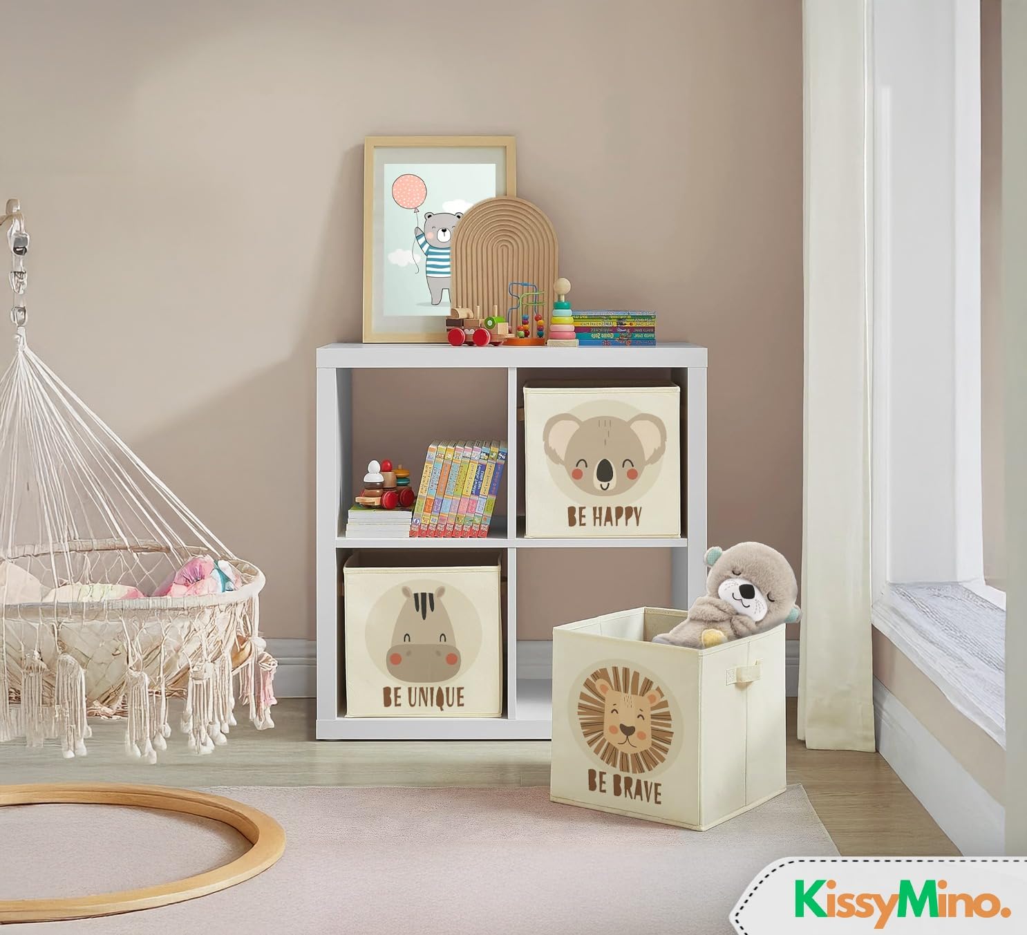 Pack 3 Cubos Almacenaje Beige 30x30x30 cm, Organizador Infantil Juguetes Libros Ropa, Compatible Estanterías Kallax Eket, Plegable y Resistente, Cajas Decorativas para Niños y Hogar
