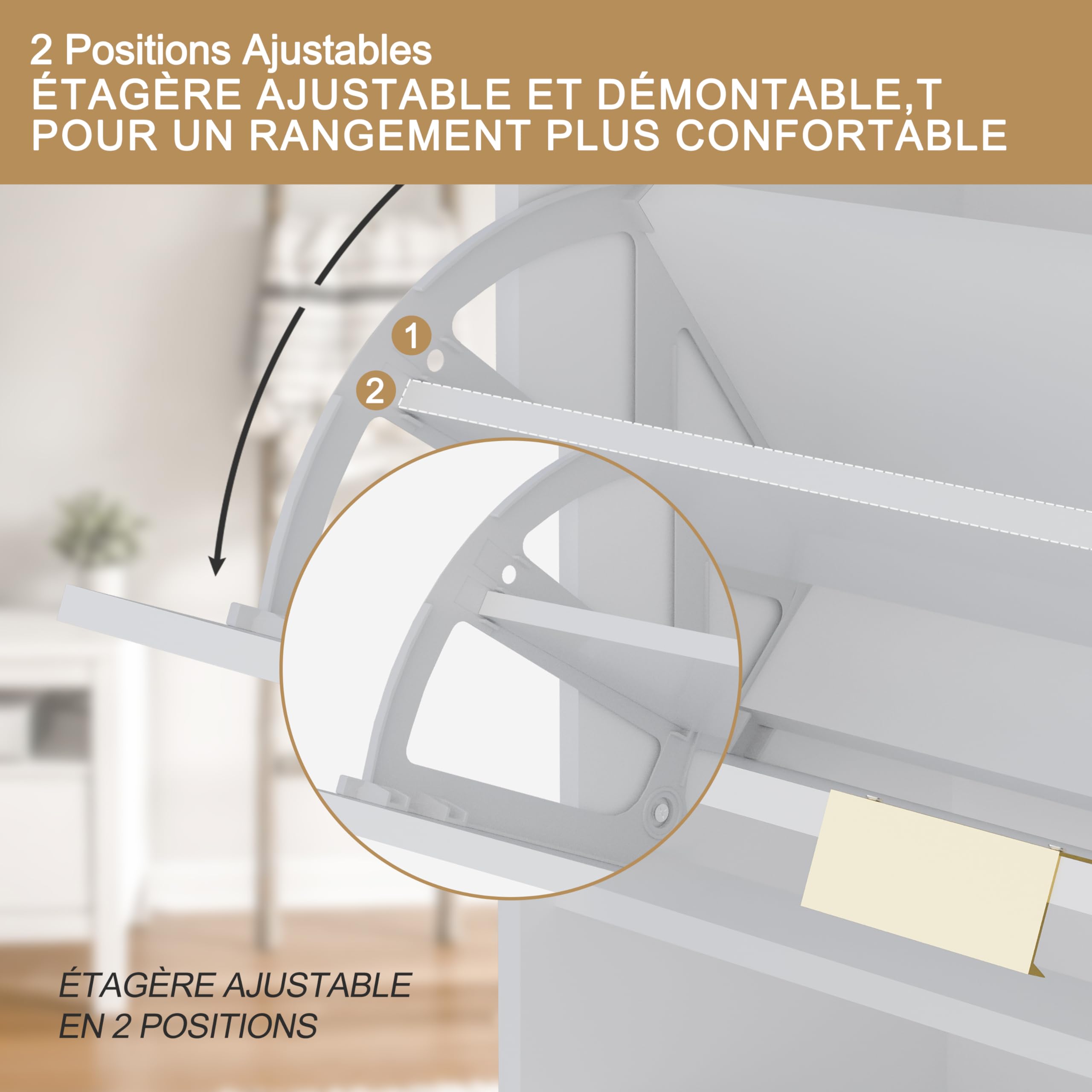 UEV Armoire à Chaussures Inclinable 4 Compartiments Blanc - Meuble Rangement 100x24x91 Cm