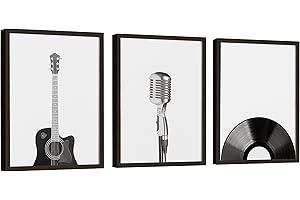 EXCOOL CLUB Retro Music Wall Art - Black and White Music Posters for Music Studios