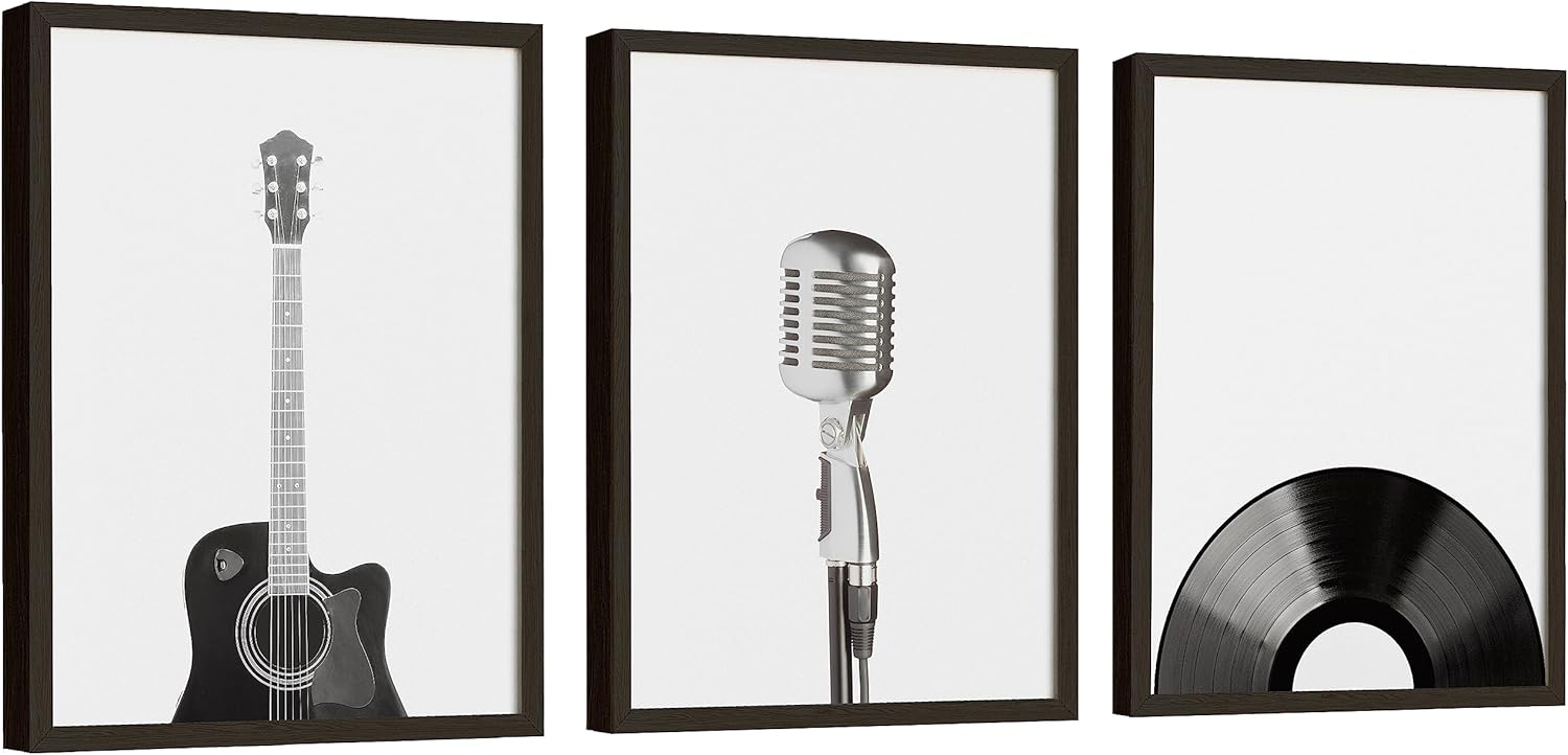 EXCOOL CLUB Retro Music Wall Art 12x16 Black and White