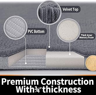 Yimobra Memory Foam Bath Mat Rug, 24 x 17 Inches, Comfortable, Soft, Super Water Absorption, Machine Wash, Non-Slip, Thick, Easier to Dry for Bathroom Floor Rugs, Lavender