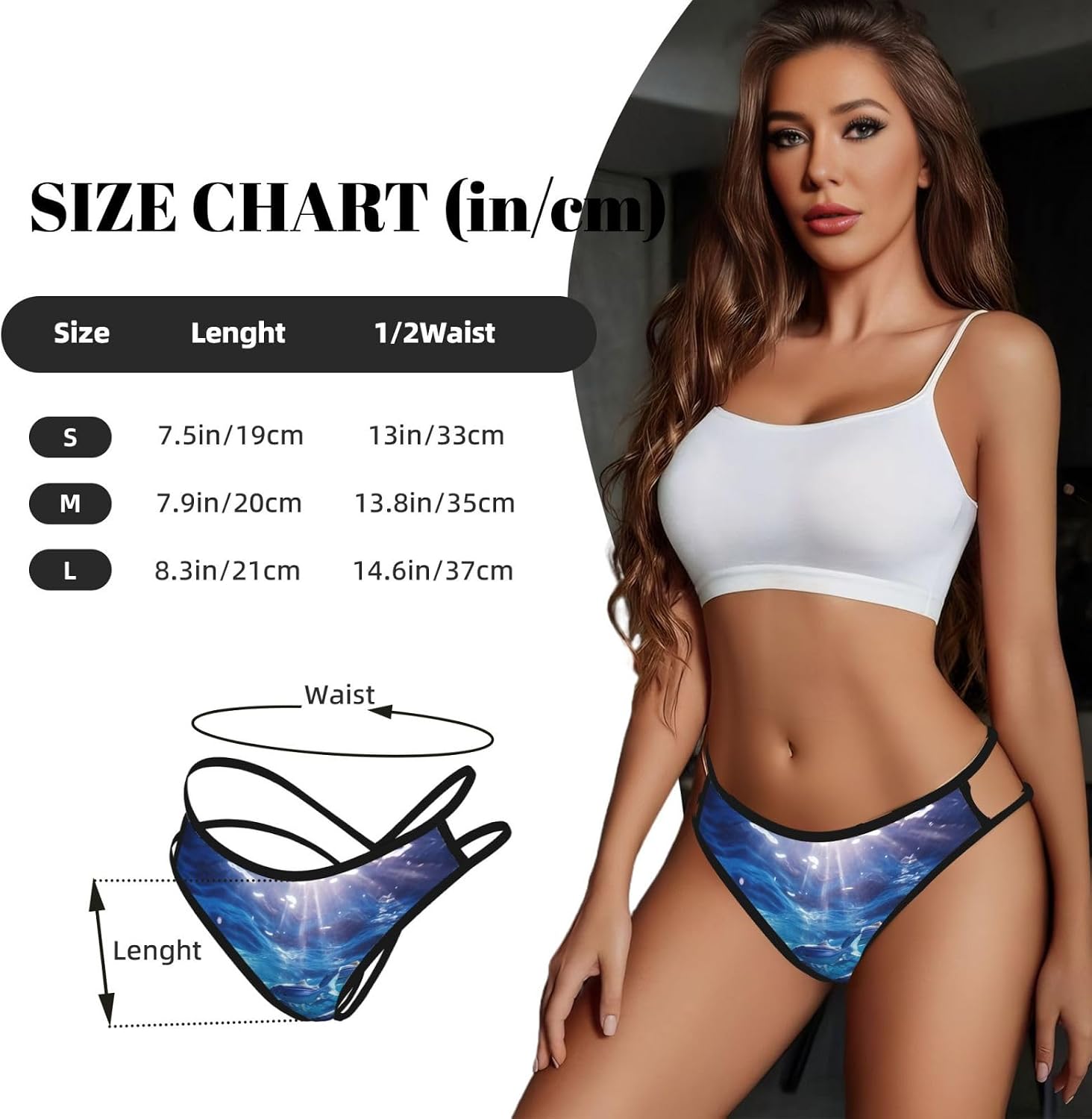 Blue Ocean Underwater Fish1 Print Sexy Underwear G String Thongs For Women Low Rise No Show Workout Panties For Sports And Yoga