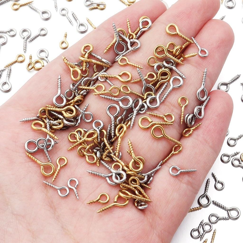 20/50pcs Stainless Steel Sheep Eye Nail Screw Mini Eye Bolt Ring Hook for Jewelry Making Accessories DIY Bead Charms Pendant(GD 5x12mm 20pcs)