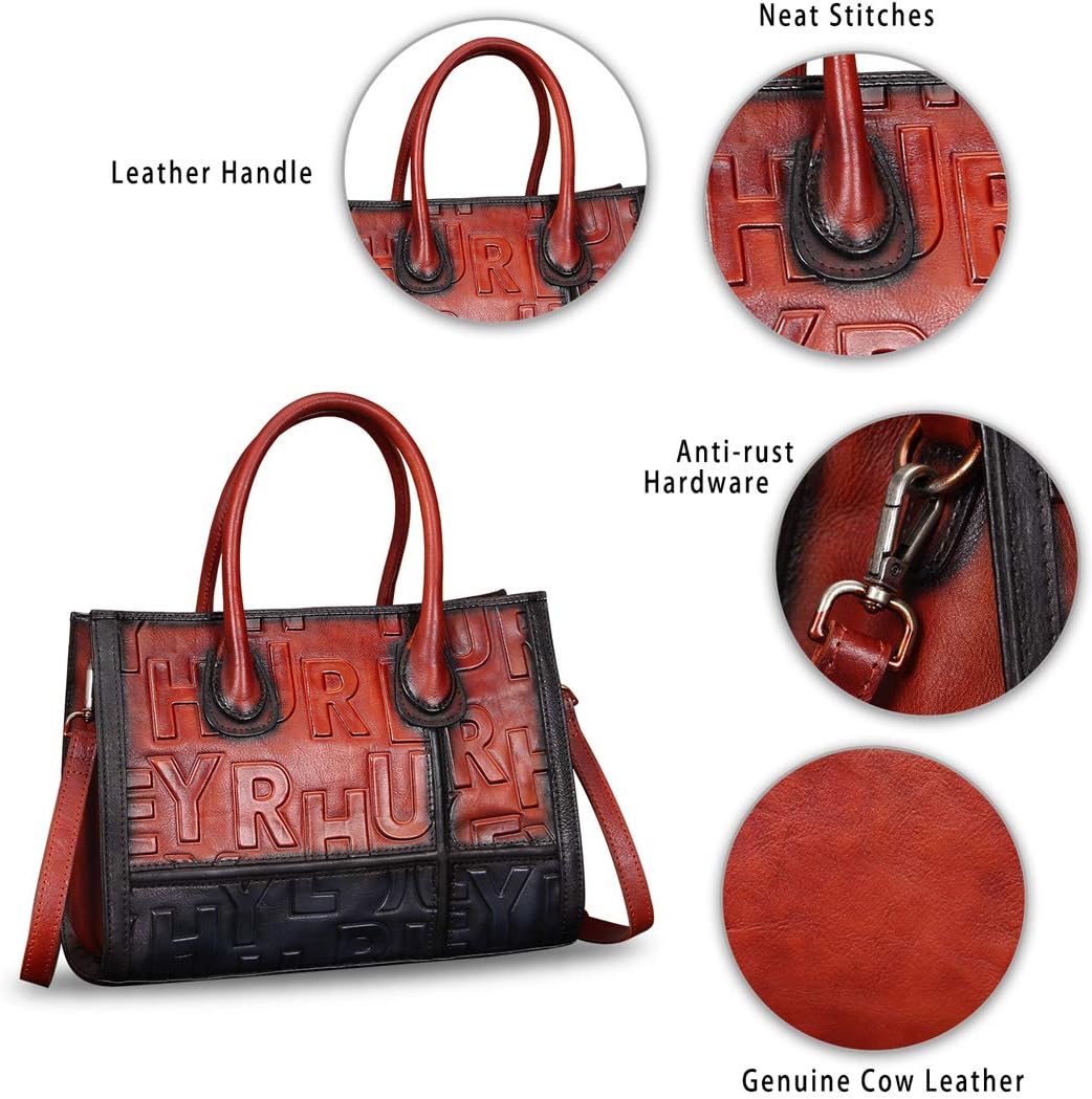 Genuine Leather Purses and Handbags for Women Vintage Real Leather Tote Bag Shoulder Bag Top Handle Satchel Purse - Image 6