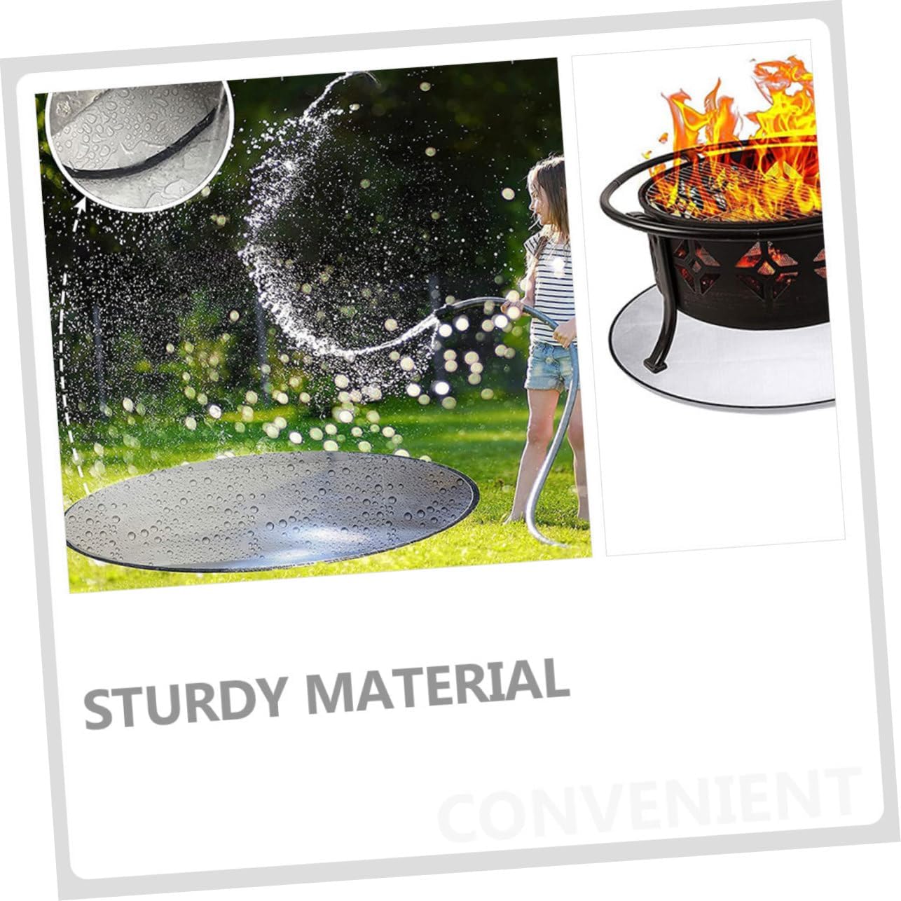 Fireproof Outdoor Fire Pit Mat Heat Resistant Grill Mat for Camping Patio Grass Protection Portable Double-Sided Pad for BBQ and Fireplaces