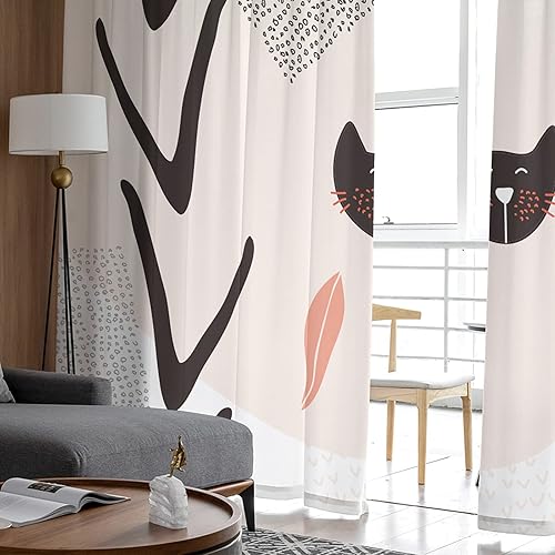 Miniatura 4 de Sheer Curtains 96 Inch Long Modern Fashion Cat Rod Pocket Voile Semi-Sheer Window Treatment Drapes for Living Room Window Sliding Door 2 Panels 52"
