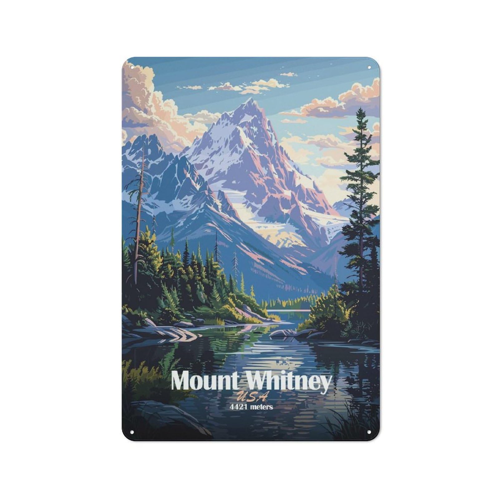 Junmoney Style-12 Tin Wall Plaque 30X20cm With Mount Whitney National Park For Hallway Wall, Suited To Wall Displays In Hallways And Entrance Areas