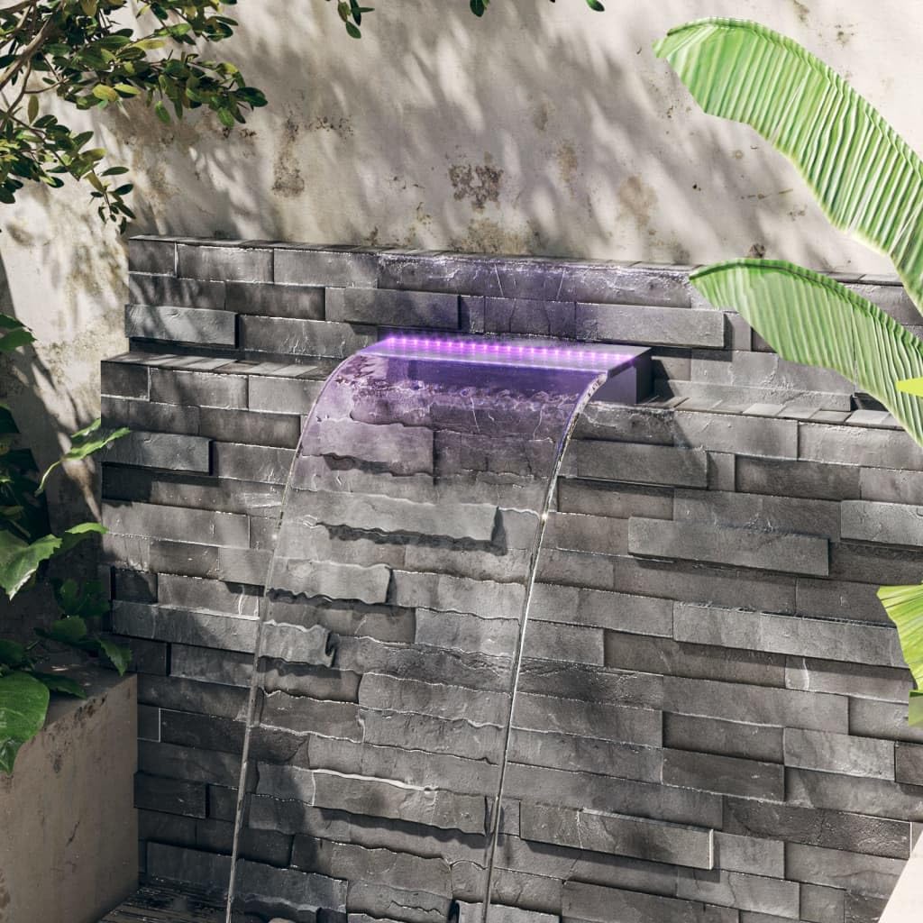 Elemento a cascata con LED RGB in acrilico, 45 cm, decorazione da giardino per laghetto e piscina, con telecomando, resistente alle intemperie, a risparmio energetico, versatile, per terrazza