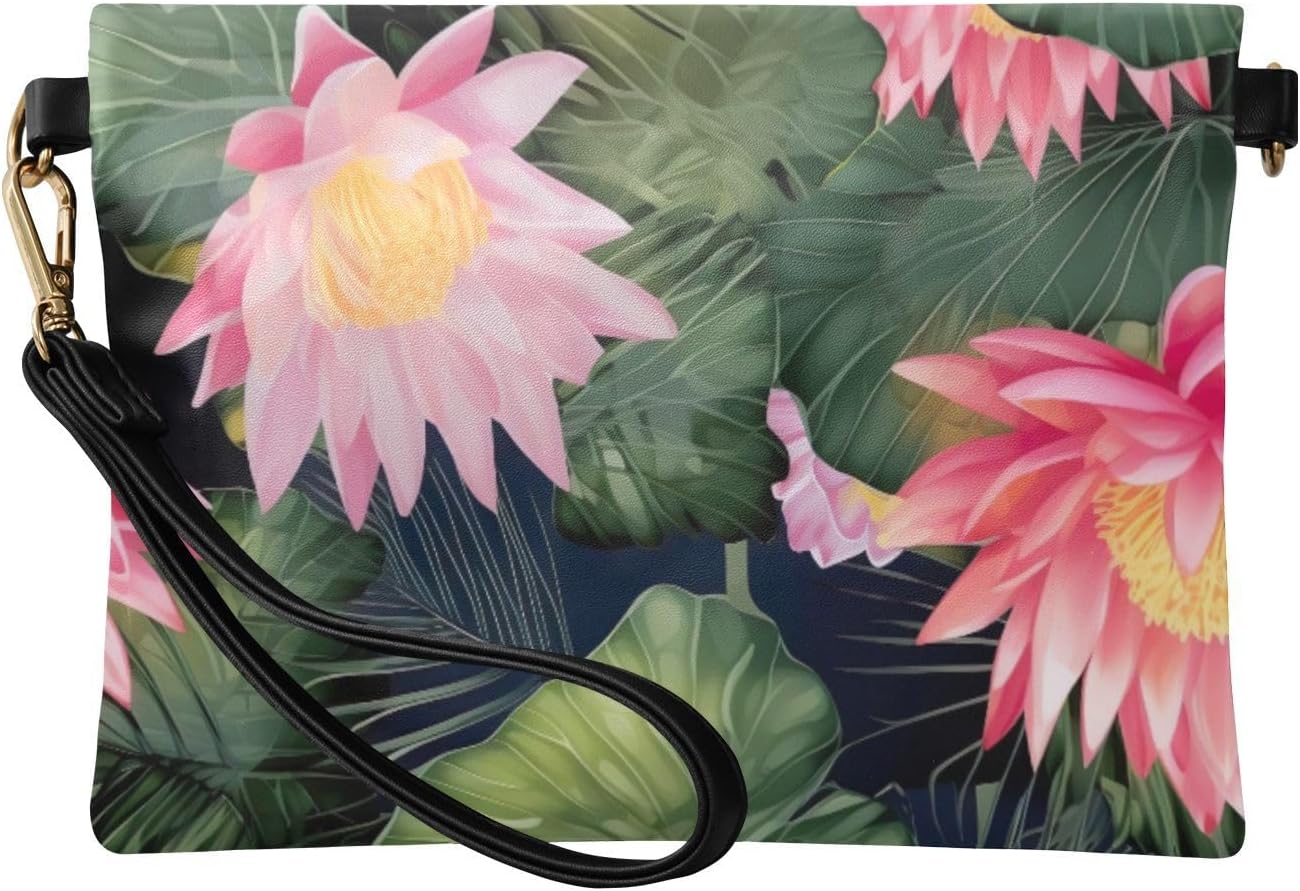 Flowers Floral Pink Women's Wristlet Wallet Leather Clutch Purse Handbag 20850157