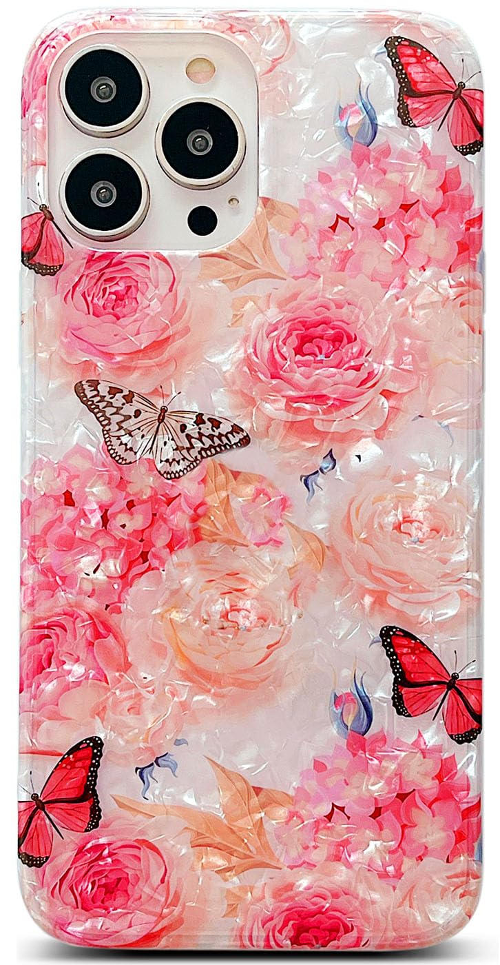 Qokey Compatible with iPhone 12 Pro Max Case 6.7 inch (2020) Flower Case for Girls Women Cute Ultra Thin Shell Pattern Floral Crystal Clear Soft
