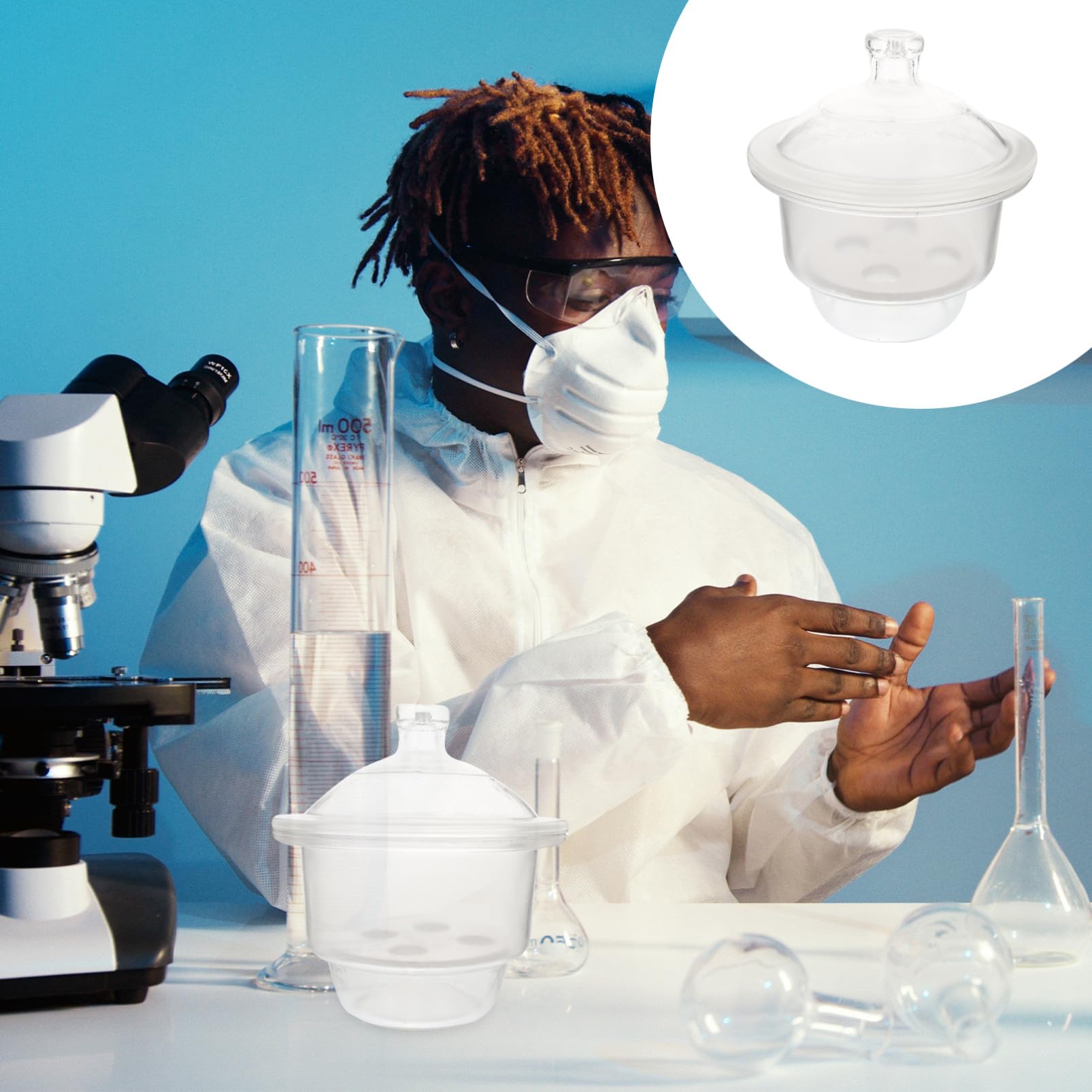 Barattolo Durevole 150mm in Vetro da Laboratorio Essiccatore Resistenza Chimica Bottiglia Essiccante per Uso Scientifico e Industriale