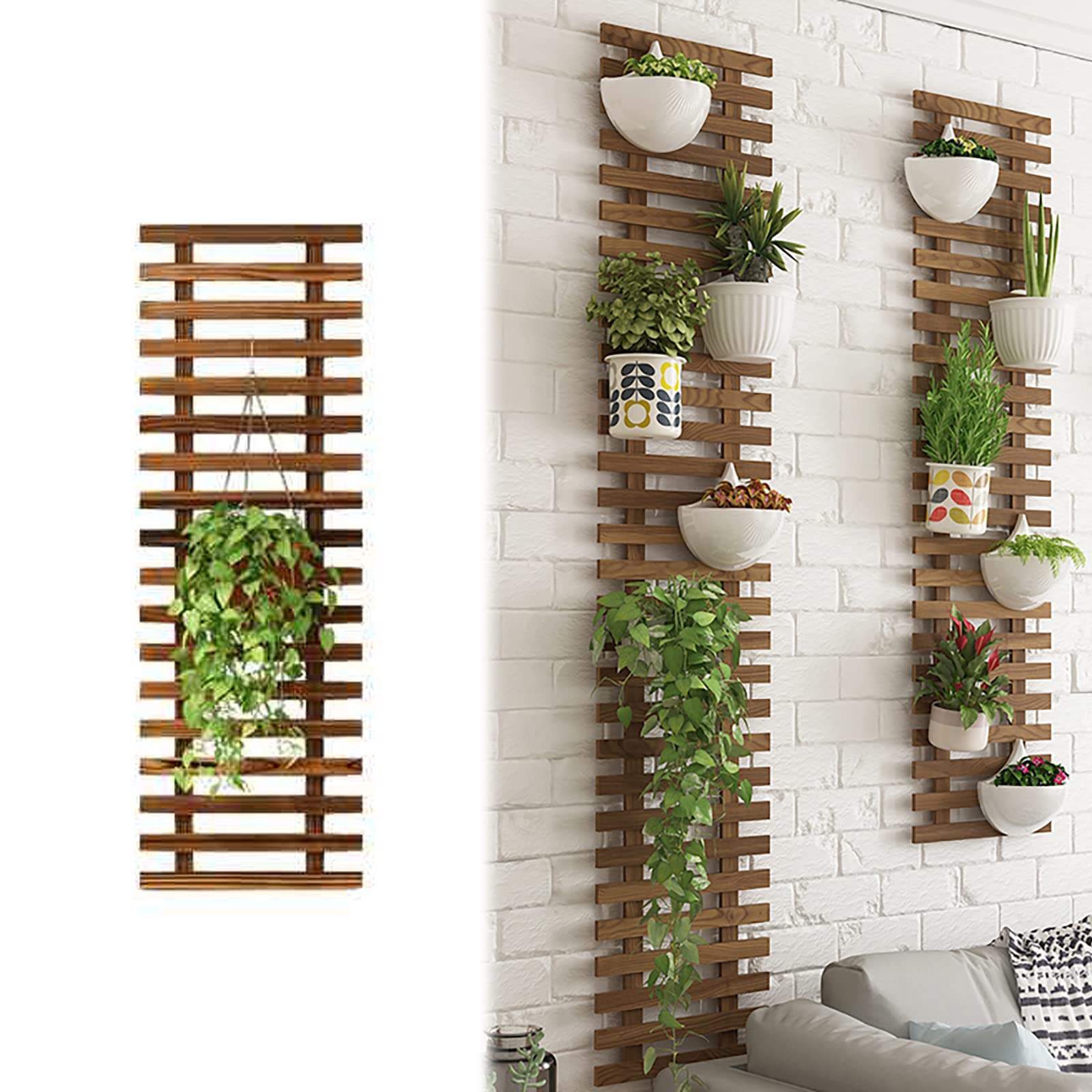 Enrejado de Valla para Plantas Trepadoras, Pantalla de Visualización de Plantas, Enrejado de Madera para Jardín, Soporte de Celosía, para Maceta Colgante Decoración (90x29cm/35.4x11.4in)