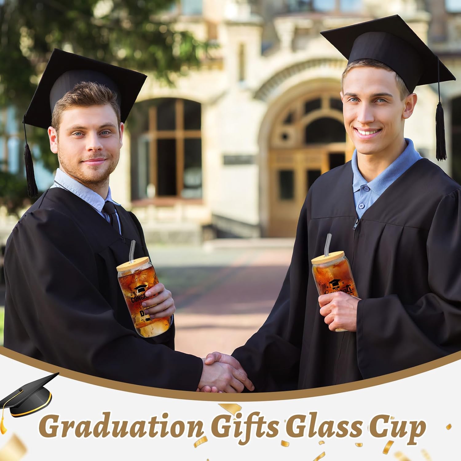 12 Set Graduation Gifts for Her Him Graduation Drinking Glass Cups The Tassel was Worth The Hassle 16 oz Glass Cup with Lid Straw for Women Men College High School Master Degree - Image 7