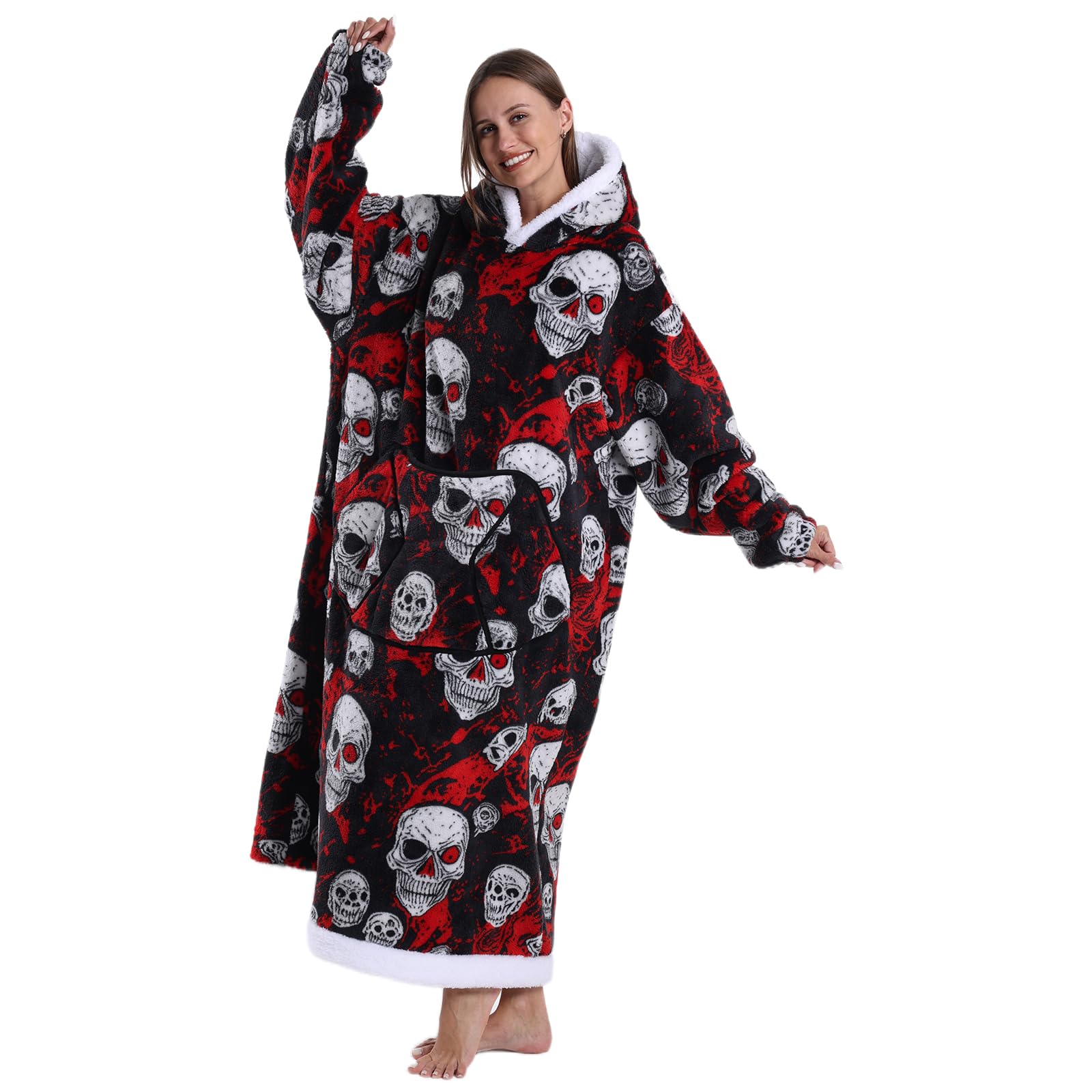 Batamanta Mujer con Capucha, Mangas y Bolsillo - Sudadera Ponible de Invierno, Manta Polar Cálida para Sofá y Hogar | Talla Única