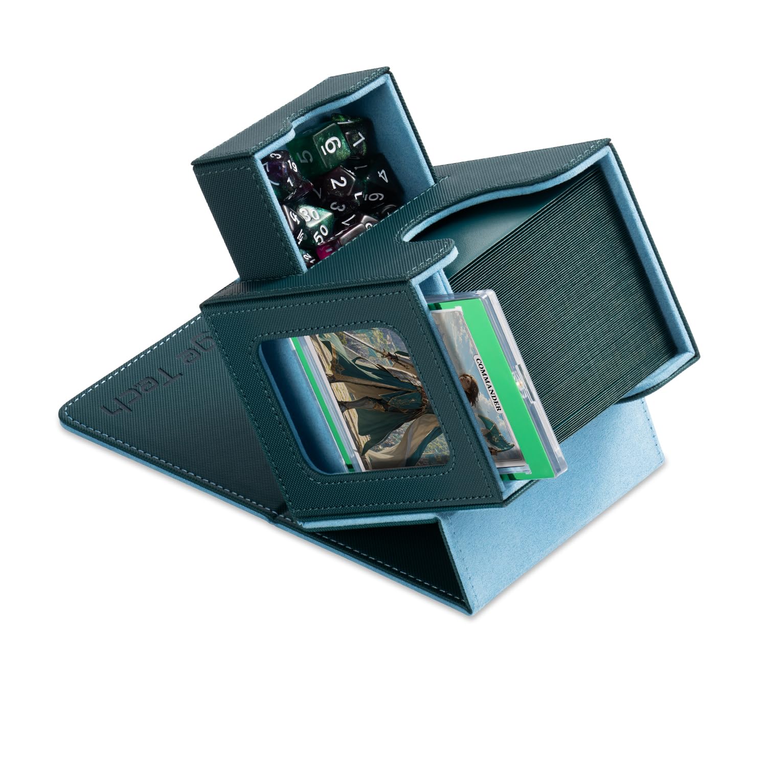 Mage Tech Card Deck Box for MTG Commander - Patented Design, Commander Display, Fits 100 Double-Sleeved Cards, 35pt Card Brick & Dice Tray (5. Evolution) — image 1