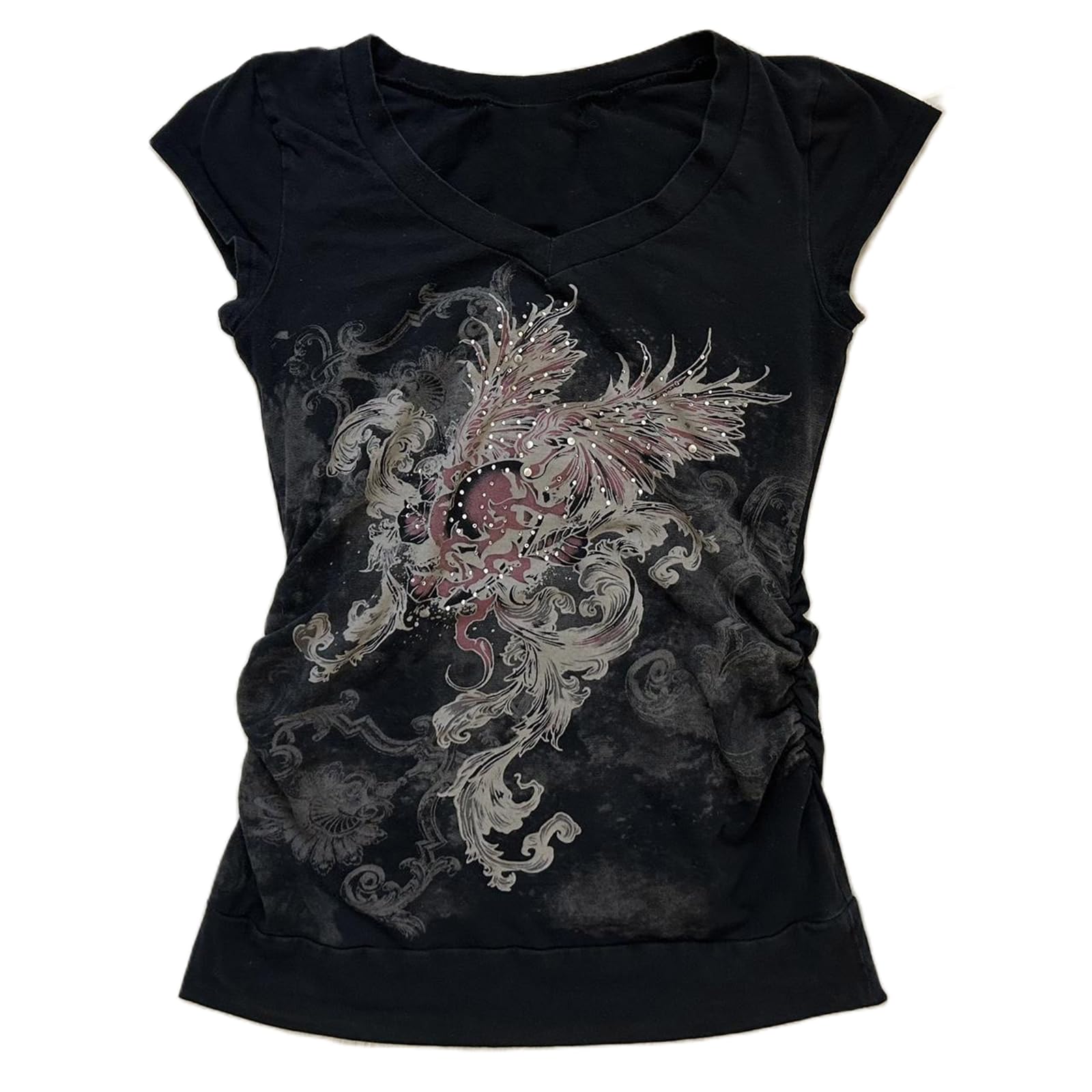 Womens Y2k Graphic Baggy Tees Shirts 2000s Gothic Grunge Emo Tops Fairycore Clothes