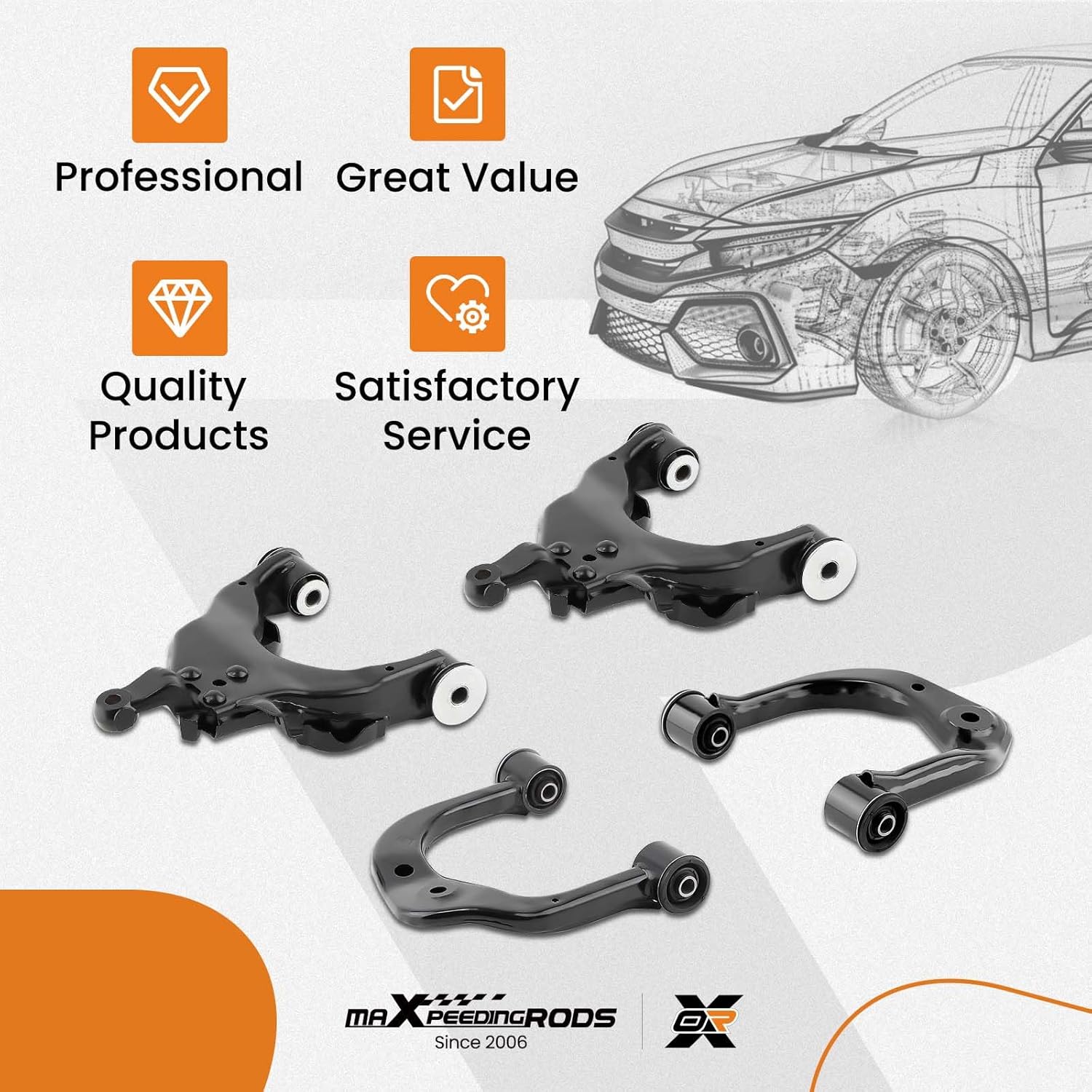 maXpeedingrods Front Upper Lower Control Arms Kit for Toyota Tundra 2000-2003 Toyota Sequoia 2001-2003, Suspension Kit Set of 4