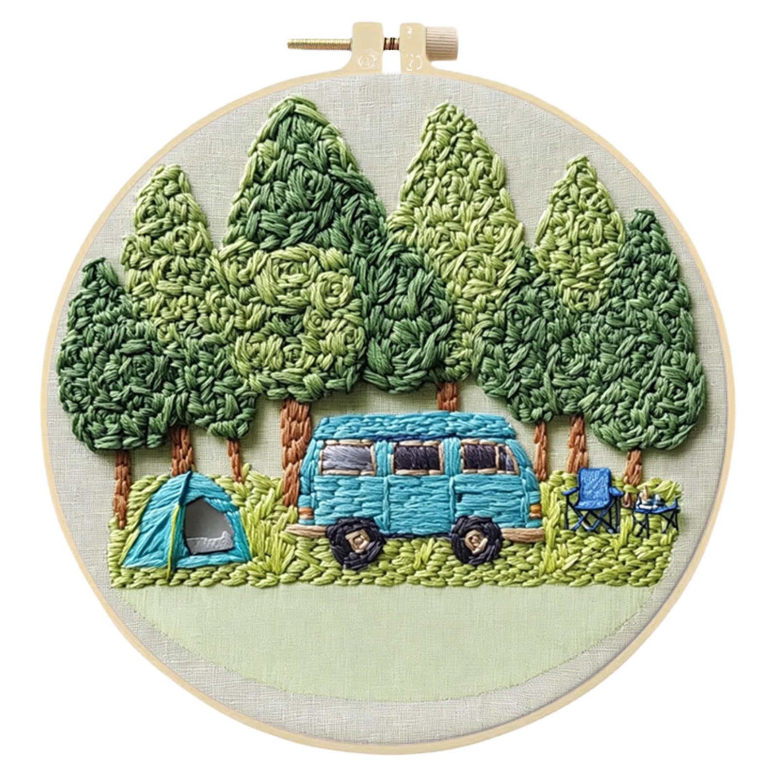 Embroidery Kits for Adult Beginners, DIY Camping Stamped Embroidery