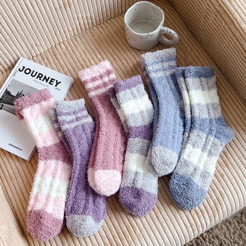Image of Fuzzy Socks for Women & Girls, 6 Pairs Winter Warm Soft Cozy Socks for Indoor
