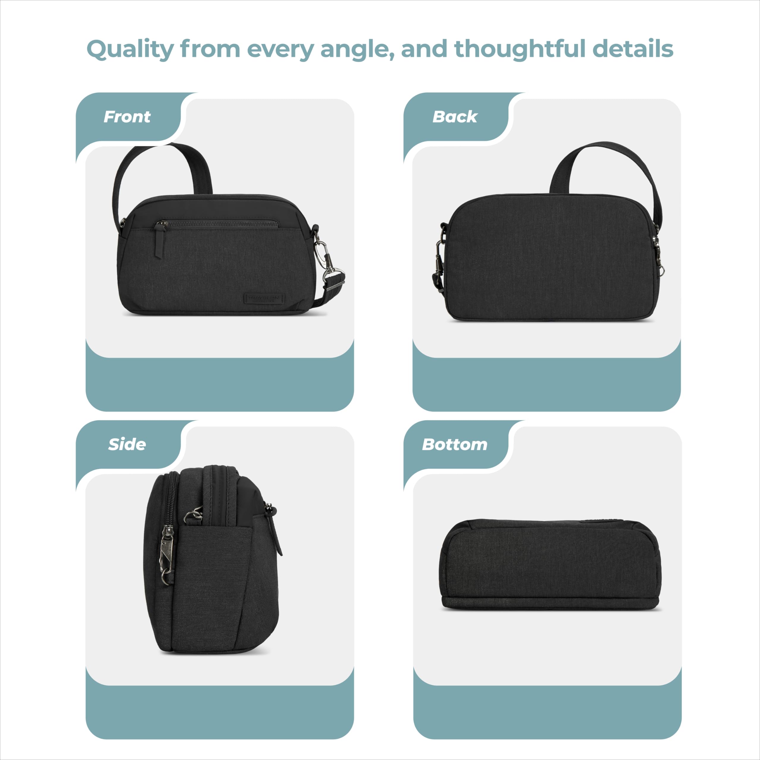 Travelon Anti-Theft Metro Dome Crossbody, Borsa a Tracolla Unisex-Adulto