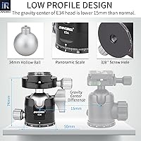 Vista 3 de Cabeza de bola de trípode de perfil bajo, cabeza de bola INNOREL panorámica de metal CNC de 360 ° con placa de liberación rápida universal Arca