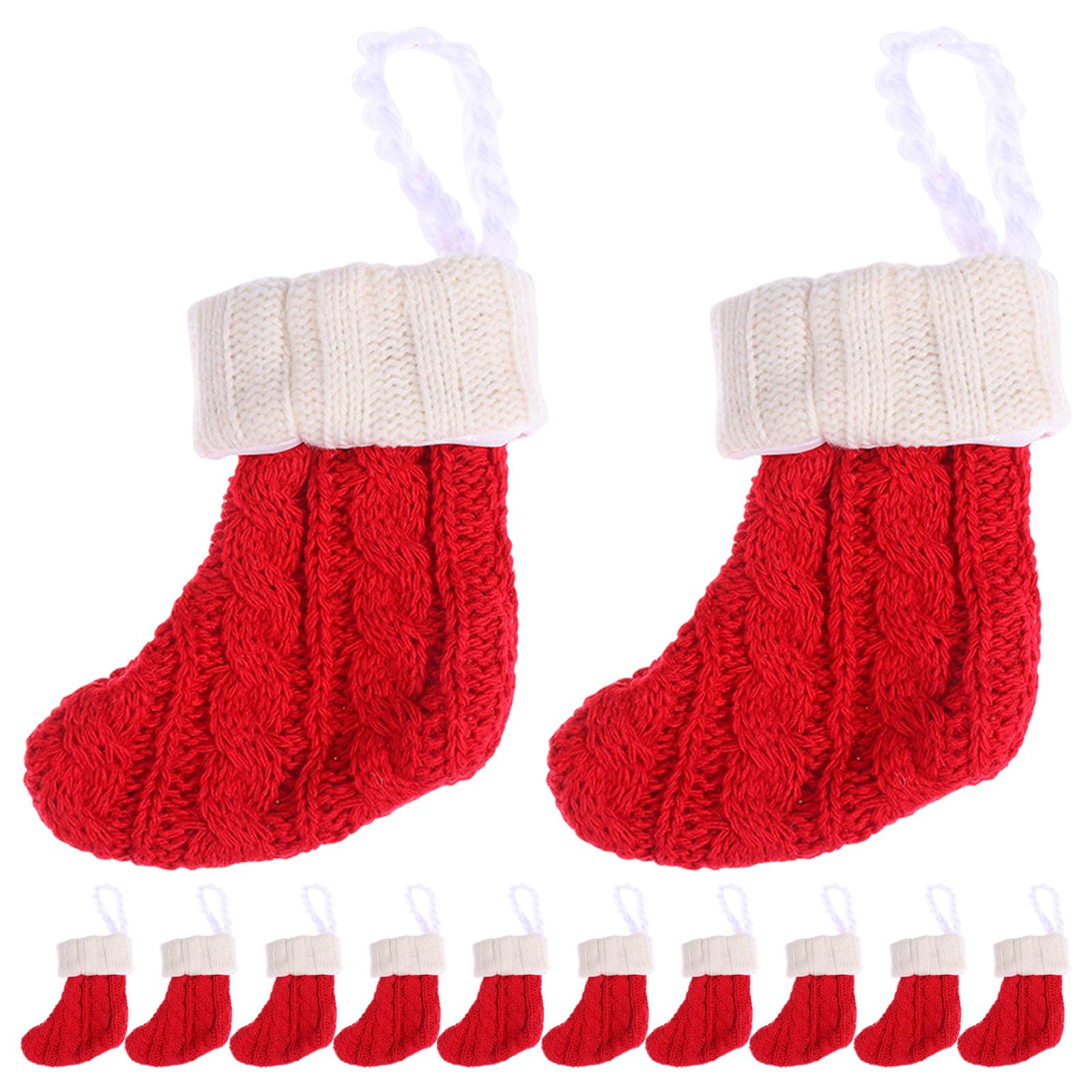 VICASKY 12 Mini Calcetines navideños de Punto para Colgar en el árbol de