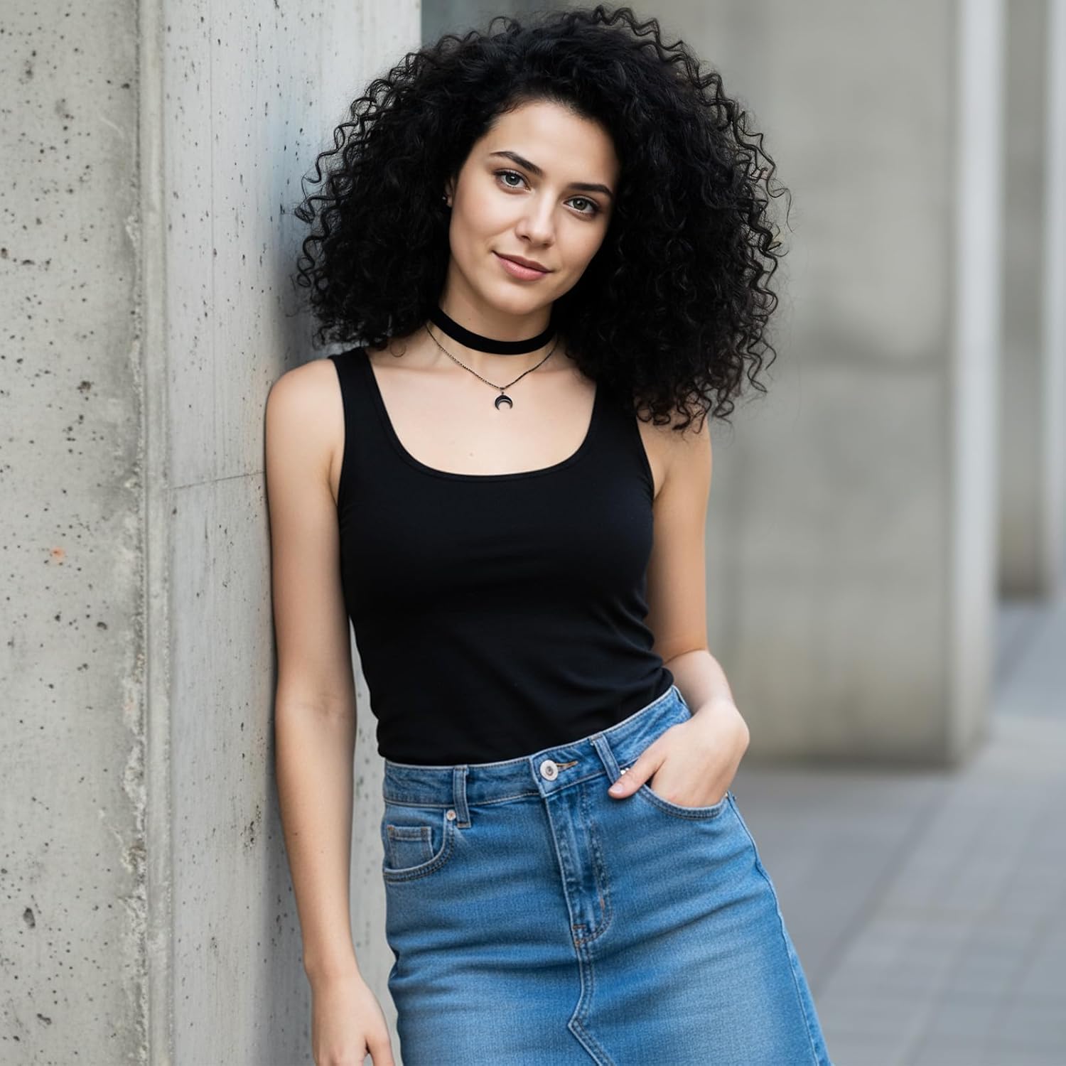 Ouligay Gothic Choker Black Choker Necklace for Woman Moon Layered Velvet Choker Emo Grunge Necklace with Storage Bag Valentine's Day Jewelry Gifts - Image 4