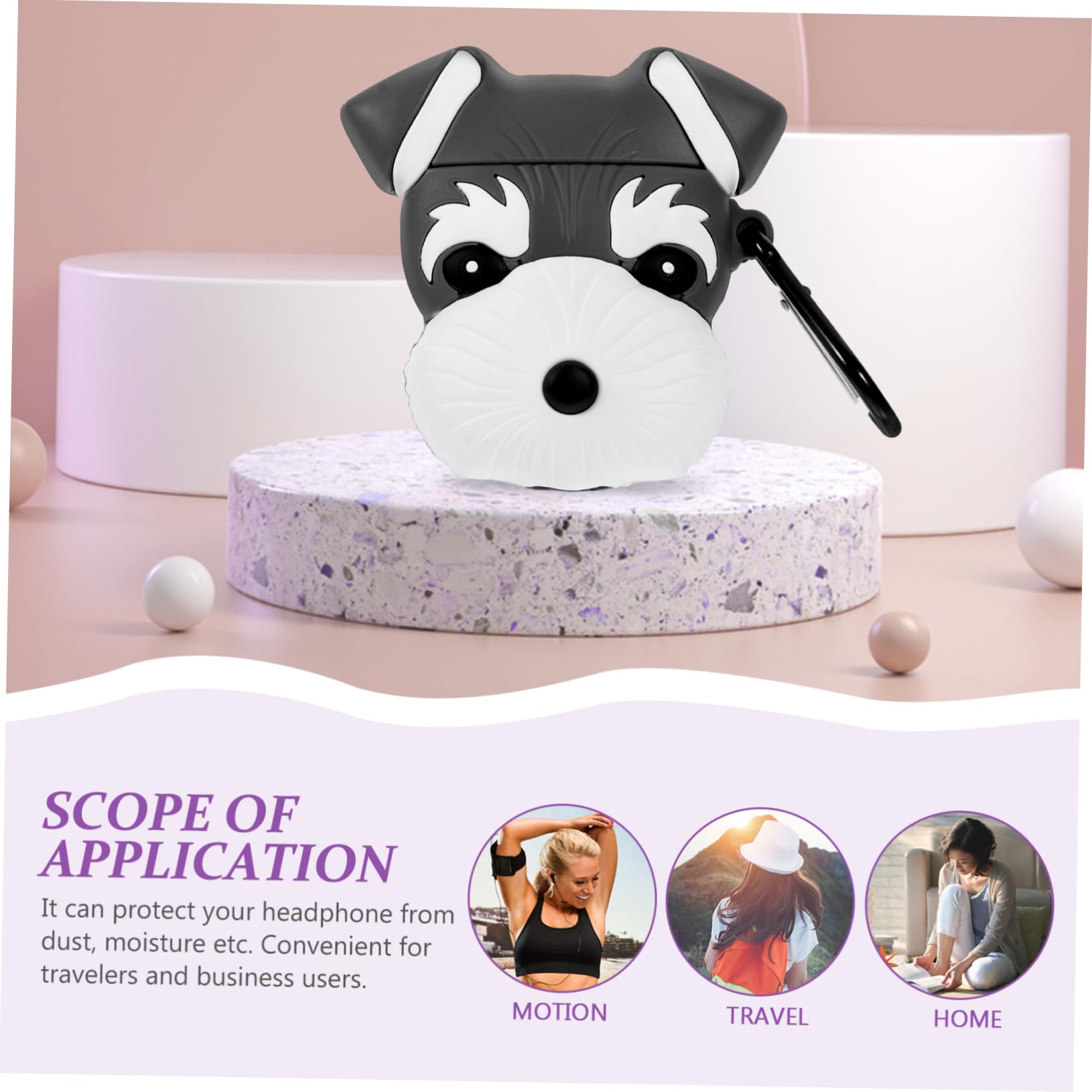 DOITOOL 3piezas Funda De Silicona para Auriculares Inalámbricos Sherry-Dog Protector De Caídas y Golpes Compatible Diseño De Cartoon Incluye Gancho