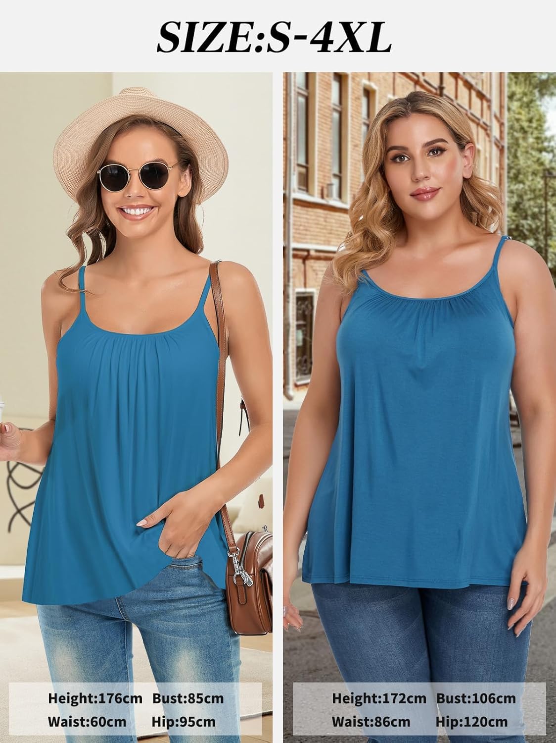 Camisoles for Women with Built in Bra Adjustable Strap Tank Tops Cami Sleeveless Summer Tops for Workout Sleeping Traveling - Image 2