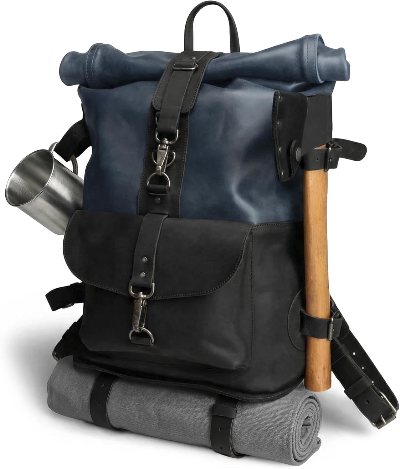 Littlefield & Co., Classic Rucksack, Backpack for Men and Women, Carry-On Travel Backpack, Full Grain Leather, Handmade (Swayze Suede)