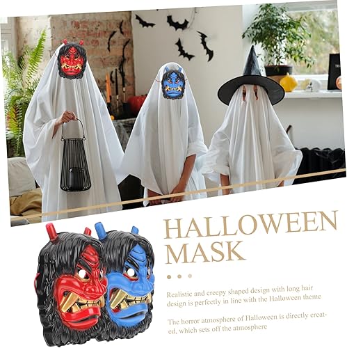 Miniatura 2 de NOLITOY 2 máscaras de fiesta, máscaras de decoración de máscaras samuráis, máscaras Belial, máscara de Halloween, máscaras de demonio, máscaras de