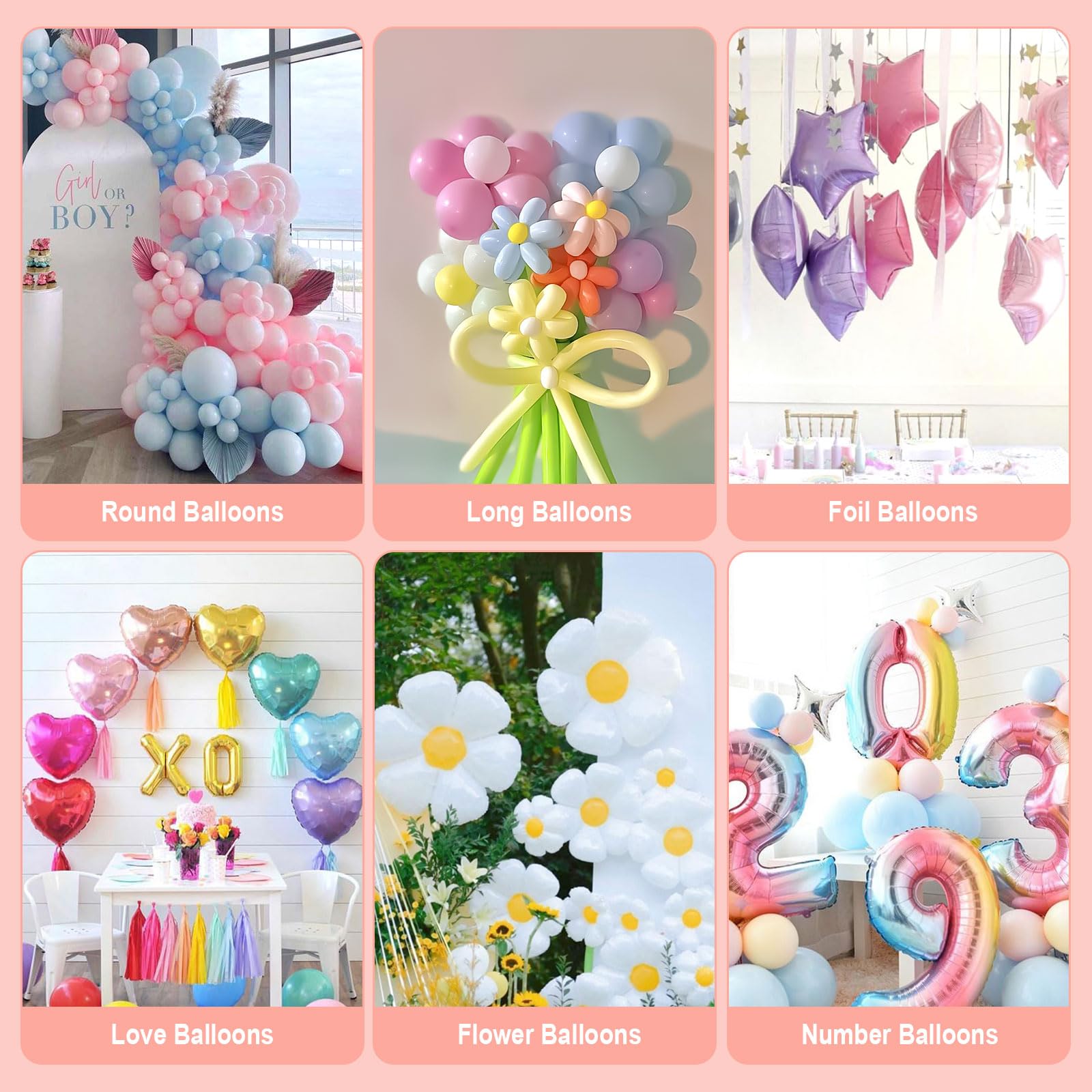 PlusFive Pompa elettrica per palloncini da modellare, pompa per palloncini portatile, con pompa a palloncino, per palloncini lunghi 260 Q, decorazione (rosa)