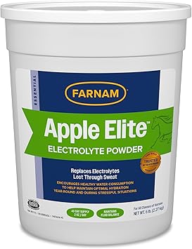Farnam Apple Elite Horse Electrolytes Powder Supplement, Replaces Vital Minerals, Encourages Hydration, Sugar-Free, Contains Sodium, Potassium, Calcium & Magnesium, Apple Flavored, 5 lb