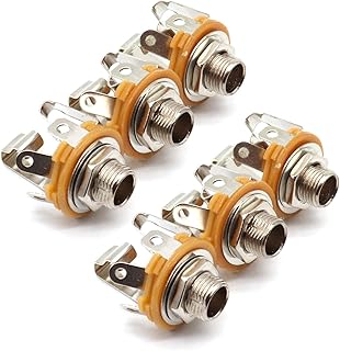 6.35mm (1/4inch) Female Stereo Socket Panel Mount Jacks, Patch Cables, Microphone Connector Adapter 6 Pack-Lageter