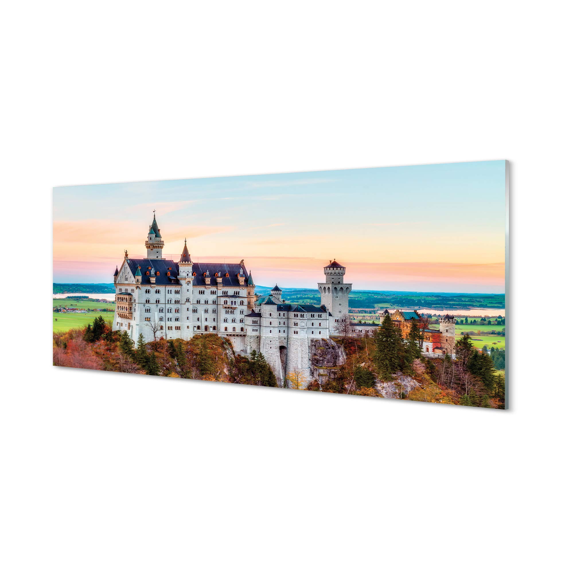 Dosseret en verre de sécurité 125x50cm décor Château d'Automne Munich