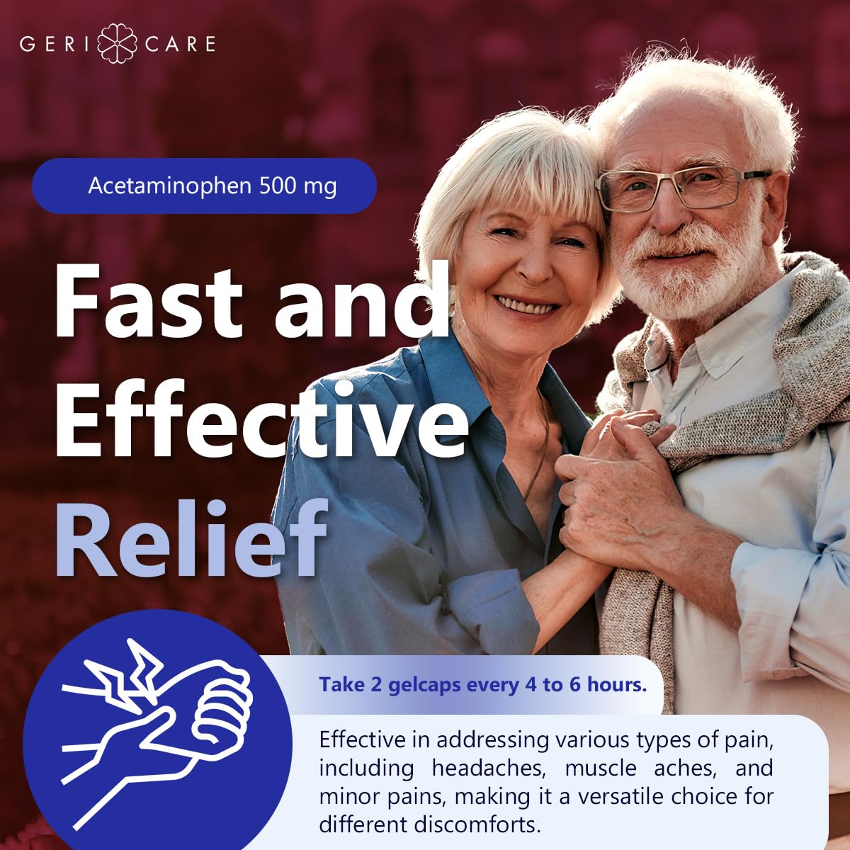 GeriCare Extra Strength Acetaminophen 500mg, Rapid Release & Absorbing Gelcaps, Fast-Acting Body Pain Relief, Reduces Fever, Headache, Muscle, and Joint Discomfort, 100 Count Bottle (Pack of 2) — Amazon image 5