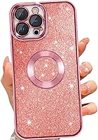 Vista 1 de Funda para teléfono con purpurina anticaídas compatible con iPhone 15 Pro Max, protector de cámara, color rosa