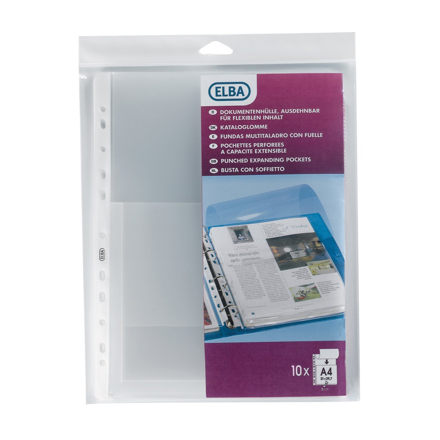 Elba Document Wallets transparent, 0.20 mm A4, PP oben offen , Pack of 10