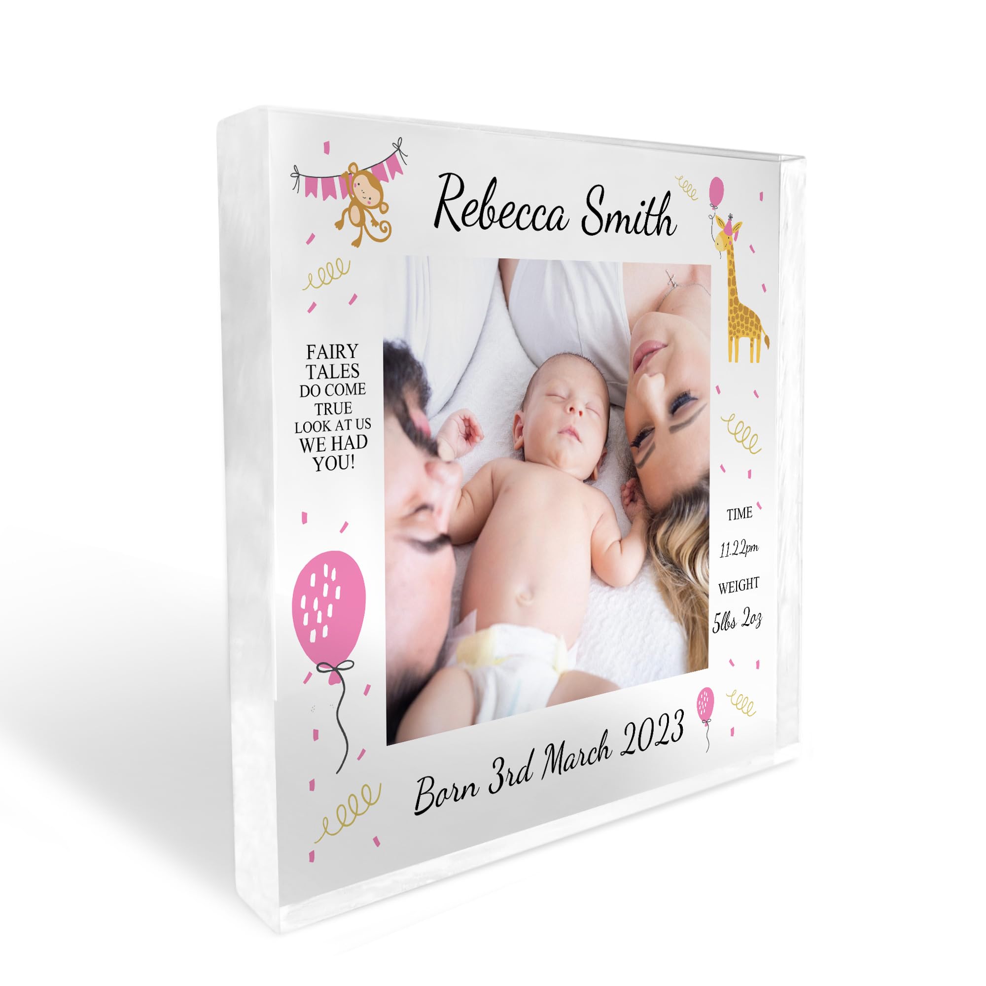 Red Ocean Personalised Baby Gift Photo Block Birth Details Nursery Decor Baby Girl Gifts New Baby Gift Keepsake