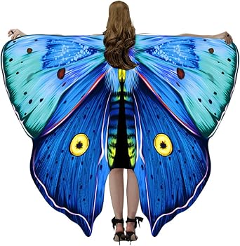 GRAJTCIN Adult Butterfly Costume Both Sides Butterfly Wings Cape Double Sided Halloween Fairy Moth Party Cloak