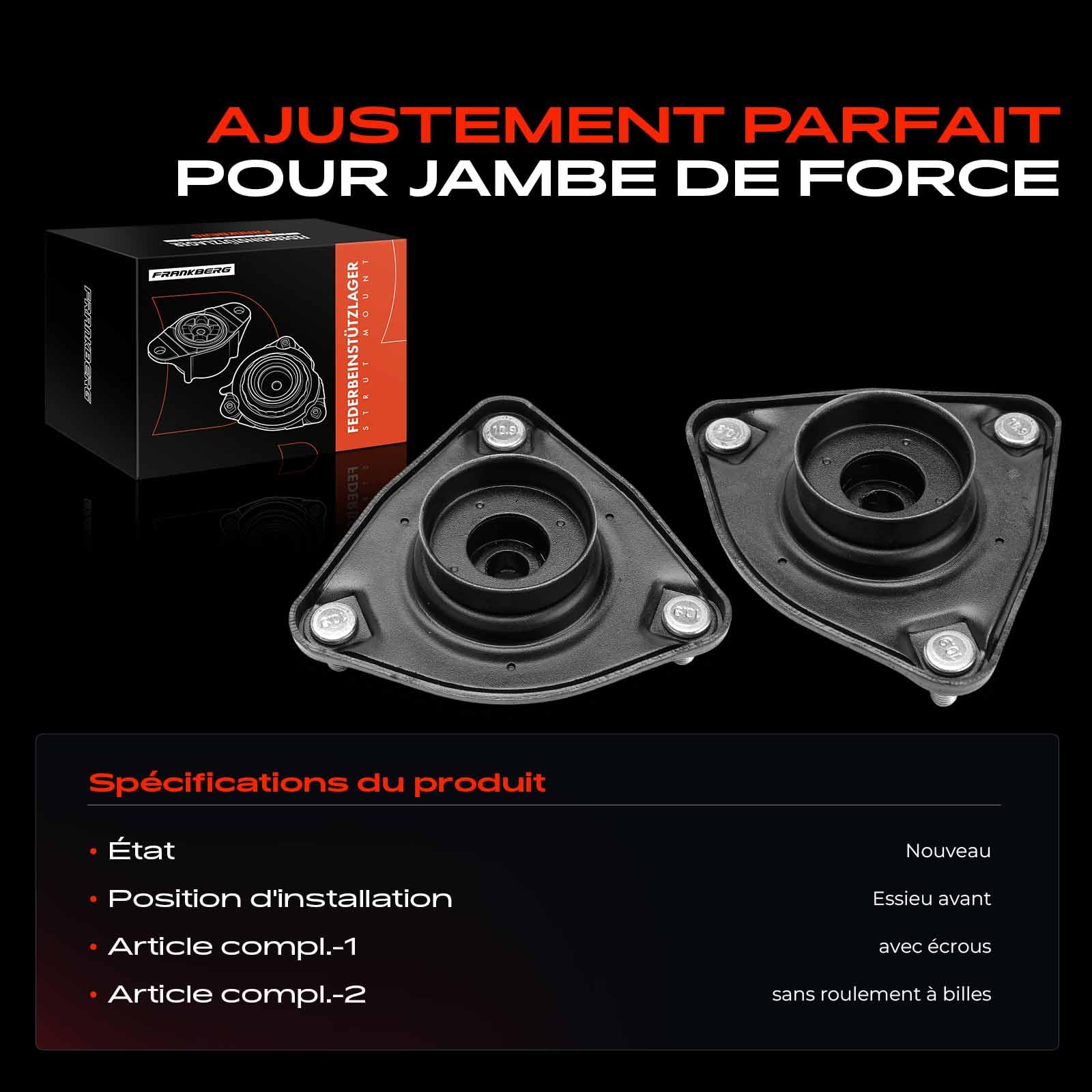 Frankberg 2 supports d'amortisseur avant gauchedroit 176017
