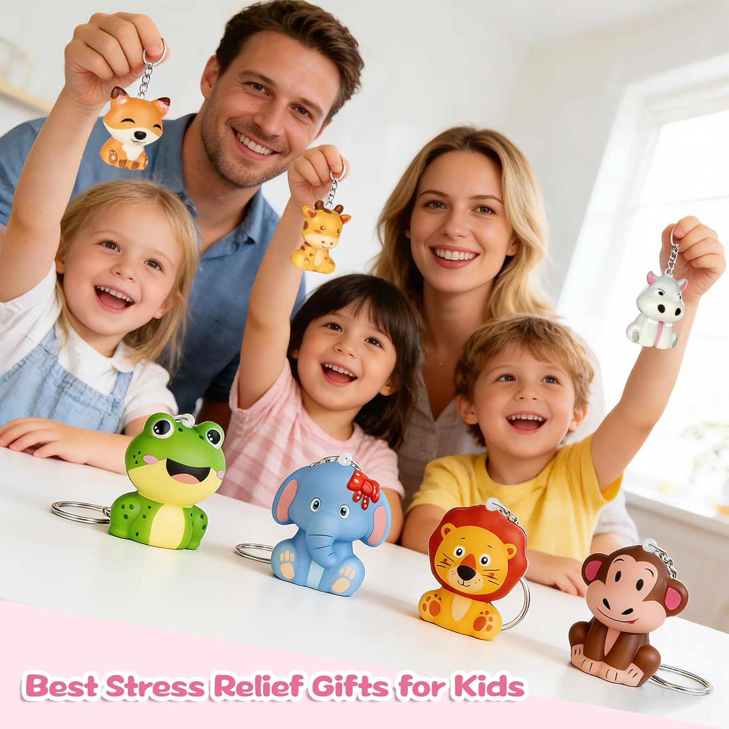 Party Favors for Kids 24PCS - Animal Squishy Keychain Slow Rising Stress Relief Toy, Easter Basket Stuffers Classroom Prizes, Treasure Chest Gifts for Boys Girls Birthday