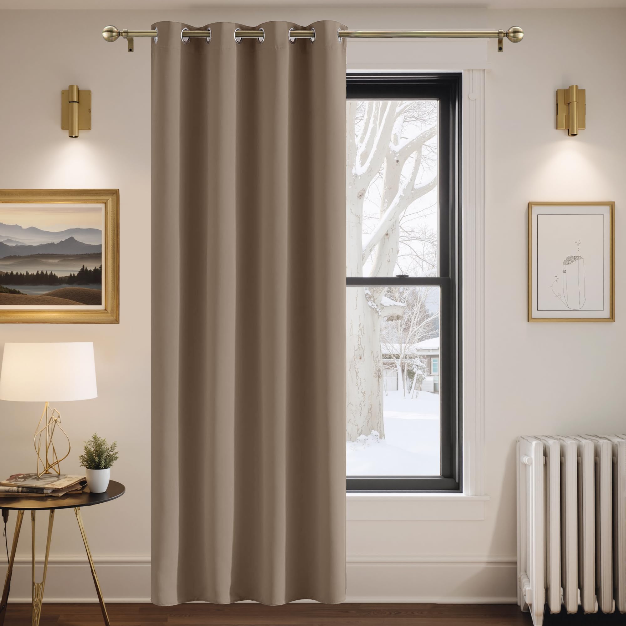 PONY DANCE Tenda Oscurante Camera da Letto Moderne Tende Termiche Isolanti per Soggiorno Blackout Curtain per Porta Interna 1 Pezzo L 140 x A 200 cm, Moca