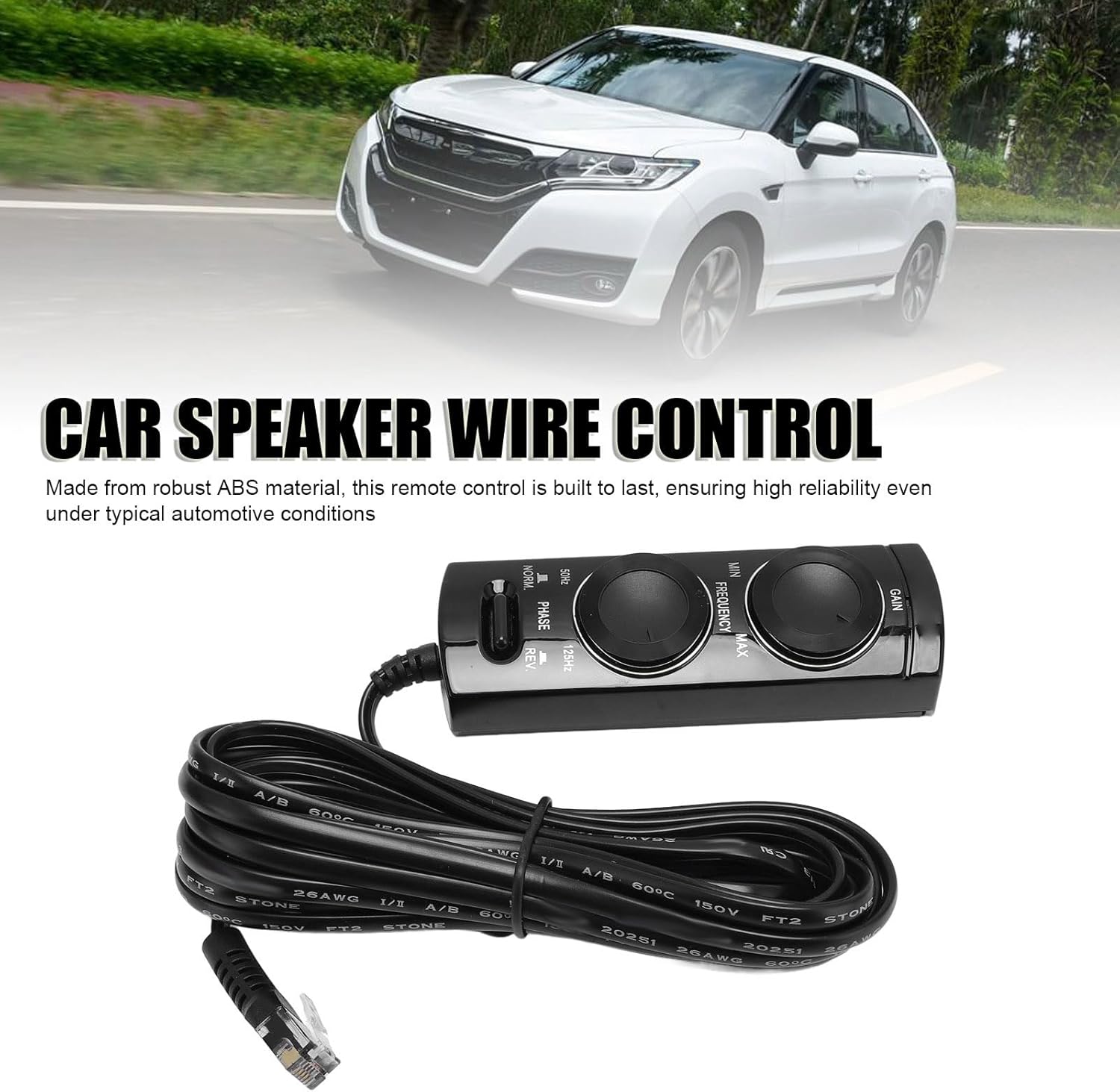 Estink Car Subwoofer Wire Control, DIY Remote Kit with Audio Cables for Phase and Frequency Adjustment, for TS WX 110A 120A