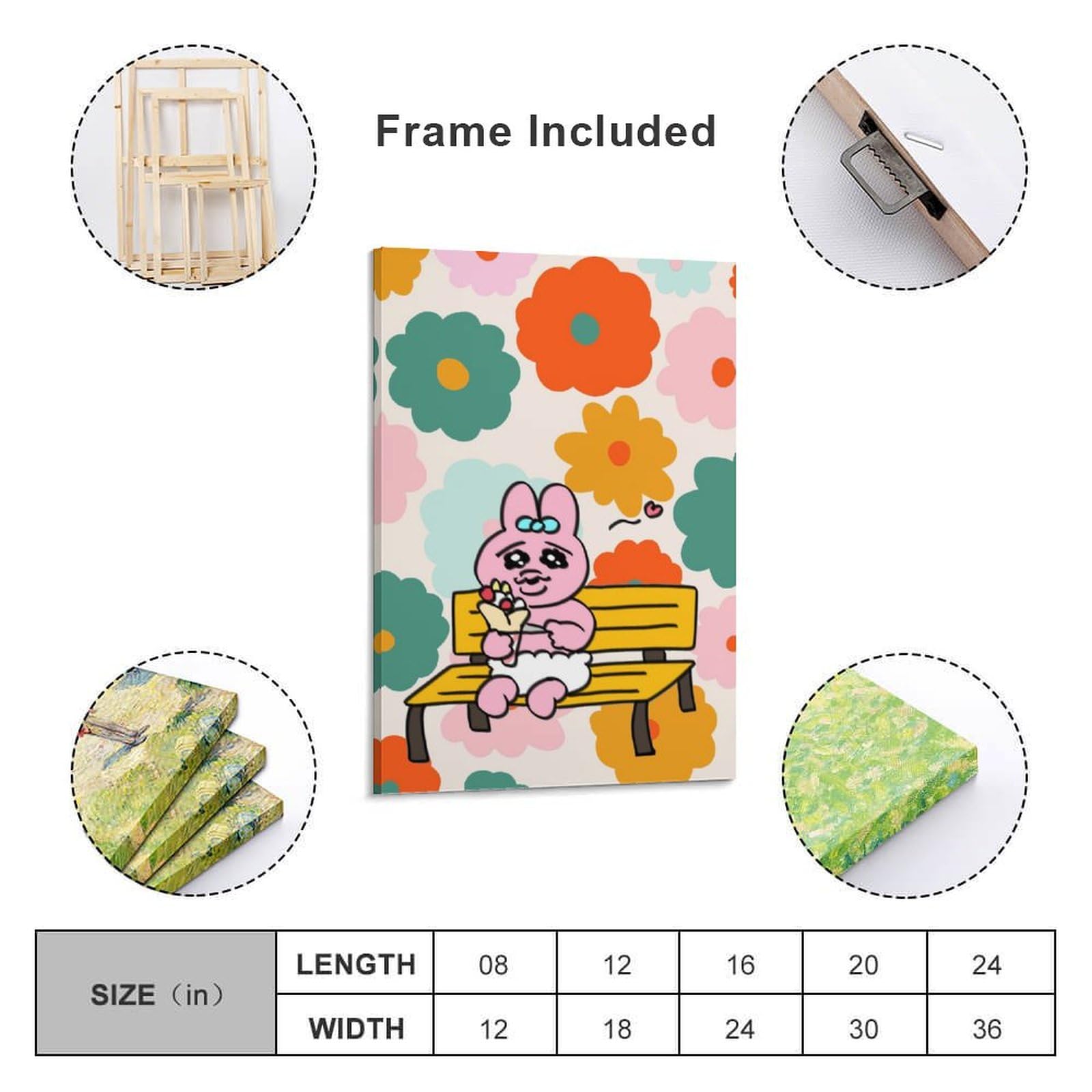 Amazon.co.jp: [おぱんちゅうさぎ-うれしさ] キャンバス 絵画 絵 現代